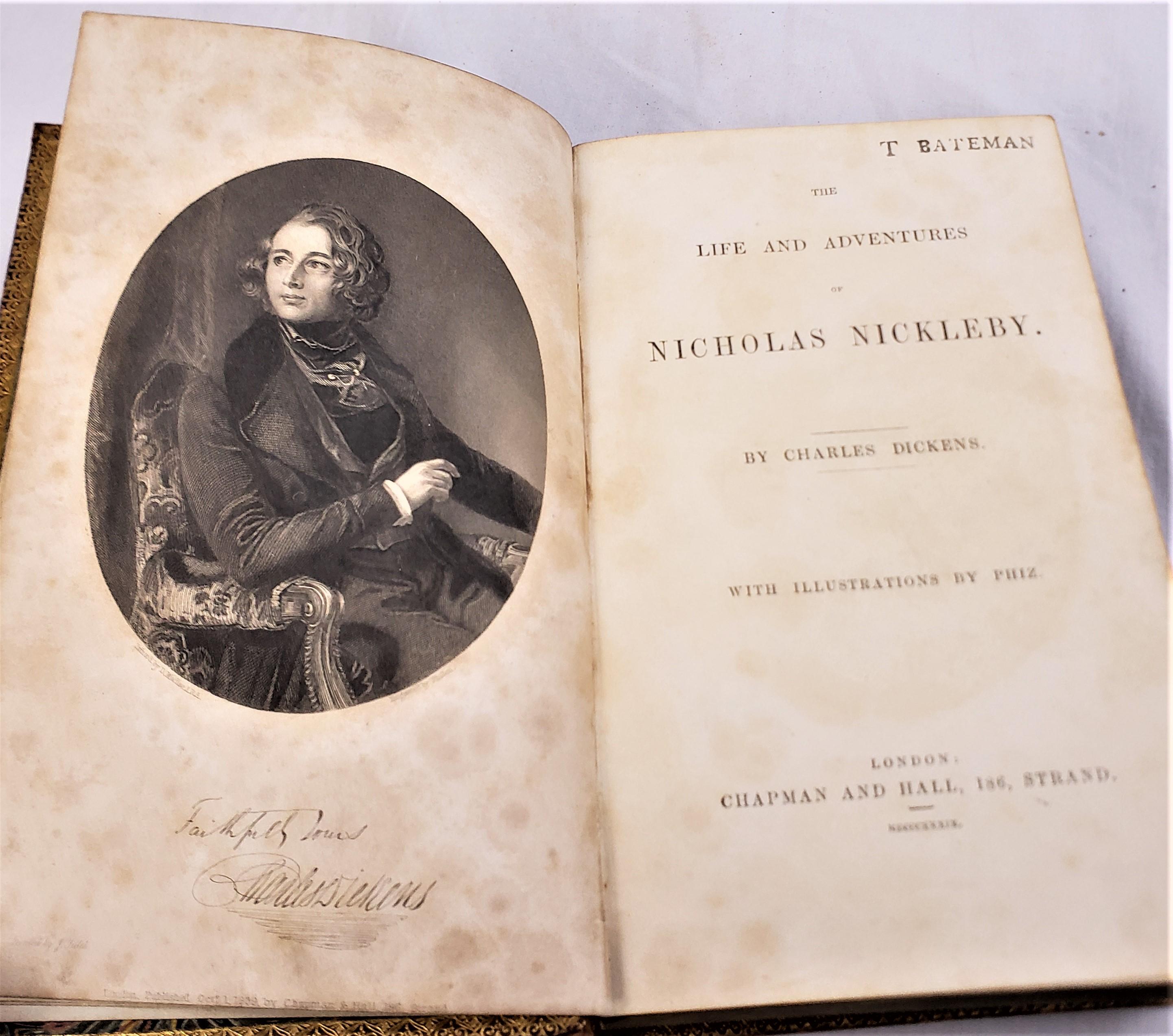 Antigüedades Charles Dickens Primera edición Nicholas Nickleby 1839 Libro Chapman & Hall en venta 5