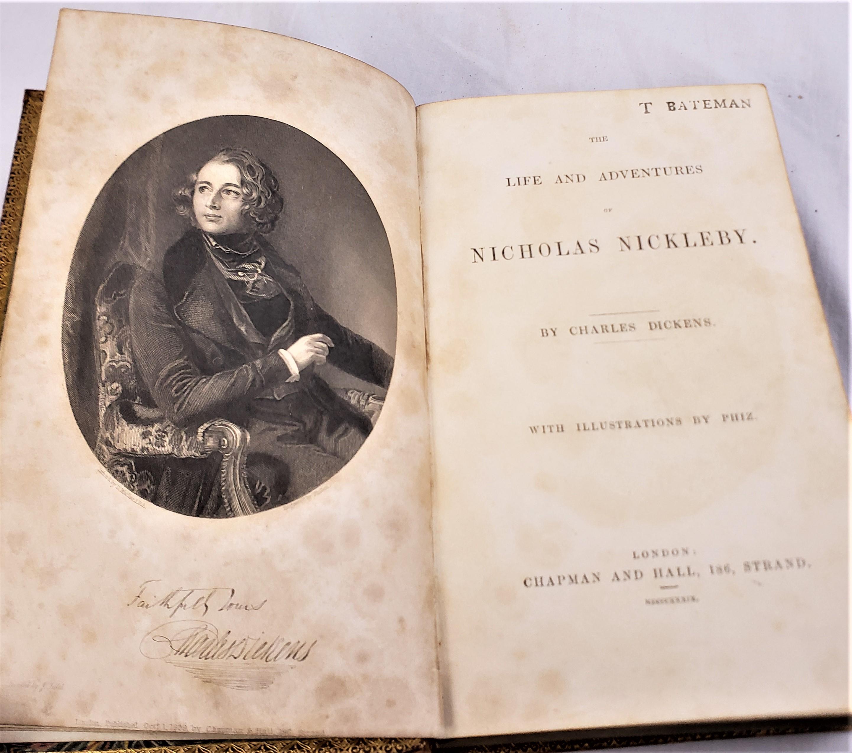 Antique Charles Dickens First Edition Nicholas Nickleby 1839 Chapman & Hall Book For Sale 2