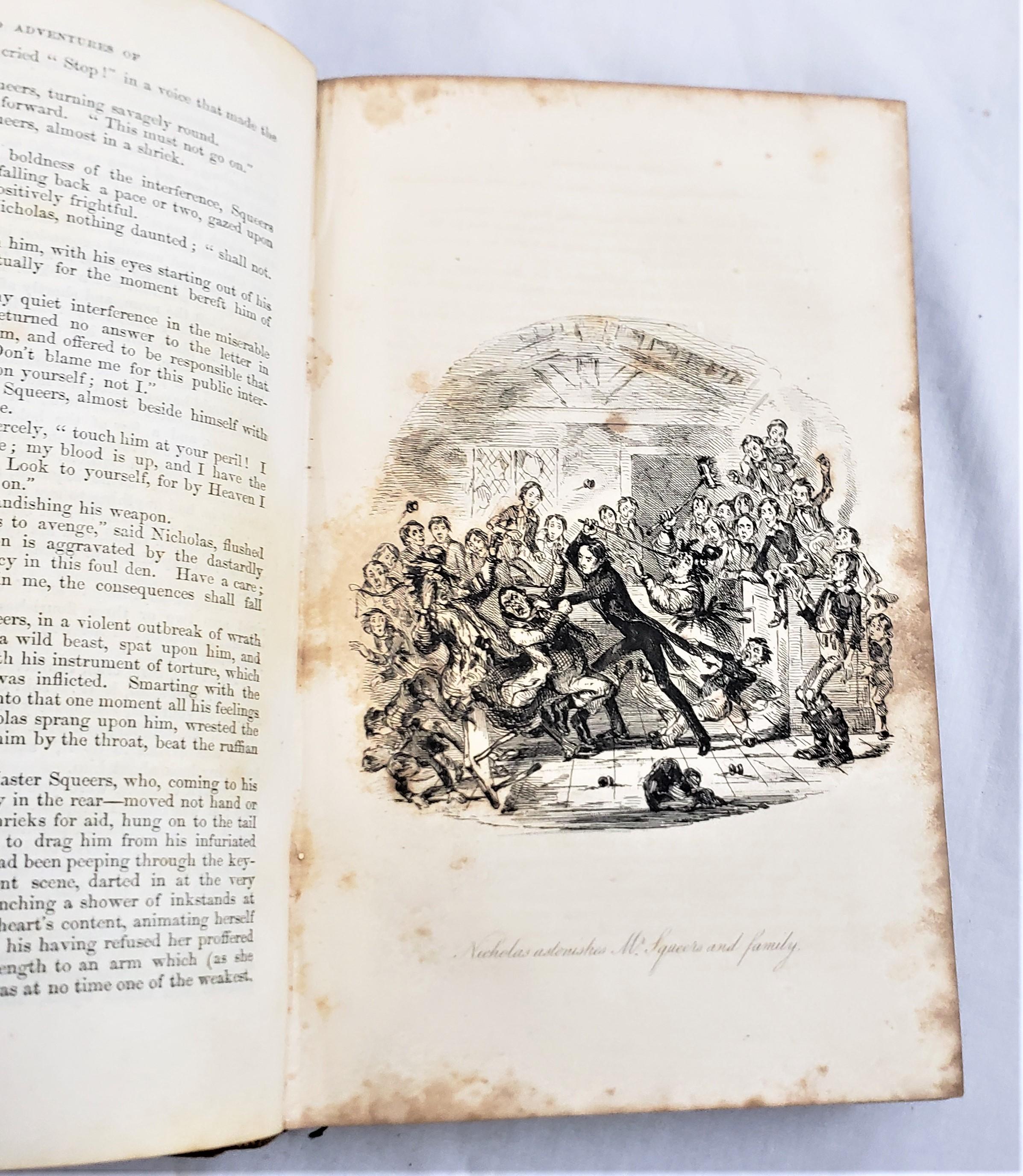 Antique Charles Dickens First Edition Nicholas Nickleby 1839 Chapman & Hall Book For Sale 5