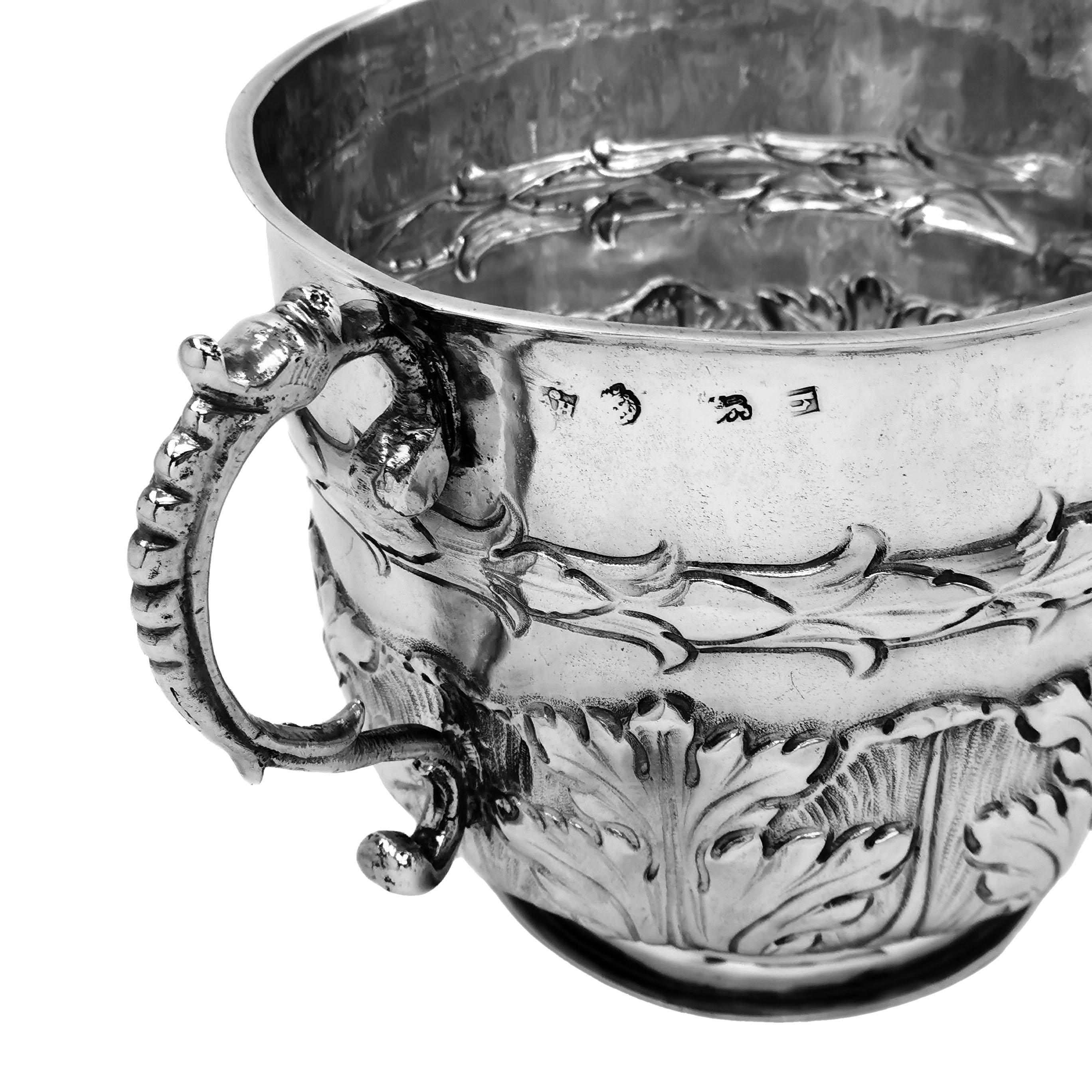 English Antique Charles II 17th Century Sterling Silver Porringer Cup, 1679 For Sale
