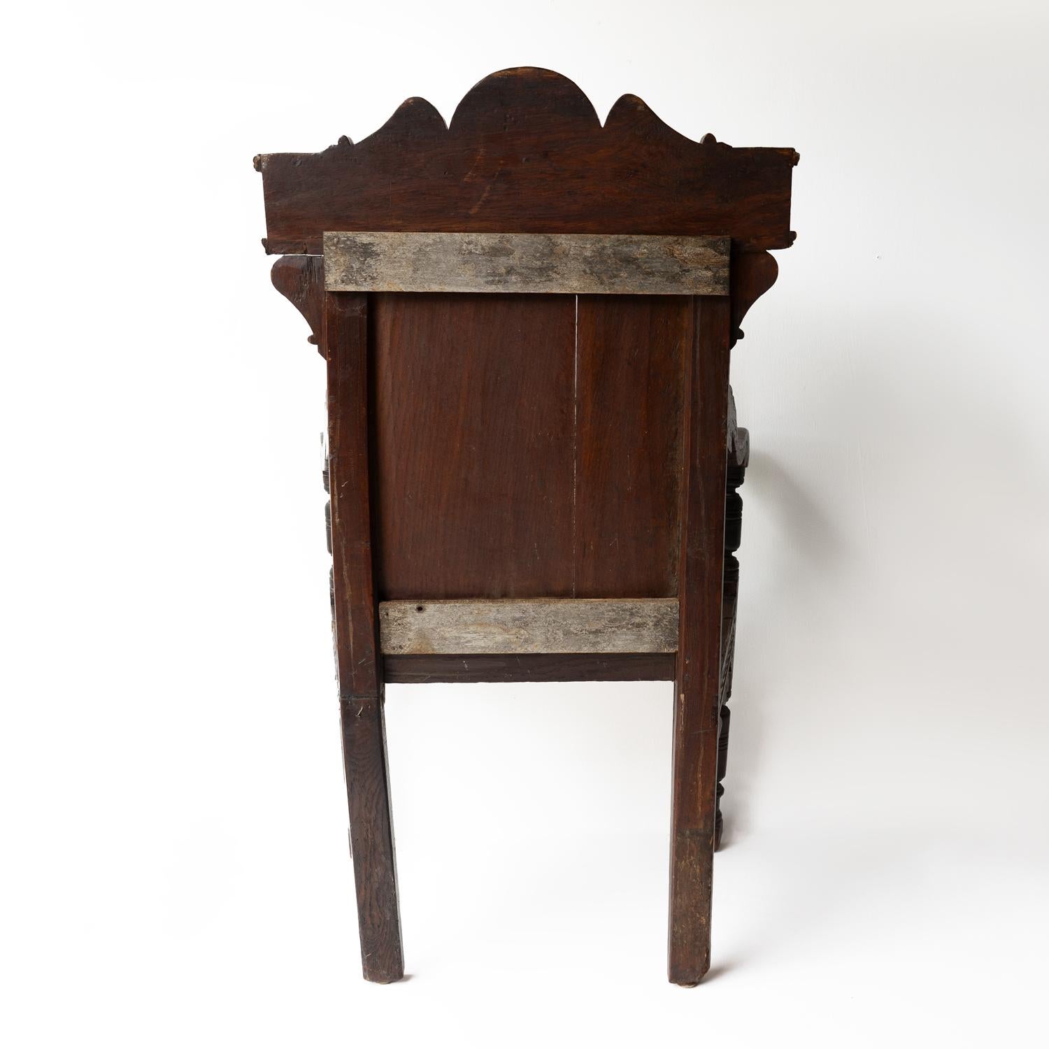 Antique Charles II Carved Oak Wainscot Chair, Northern England, 17th Century 7