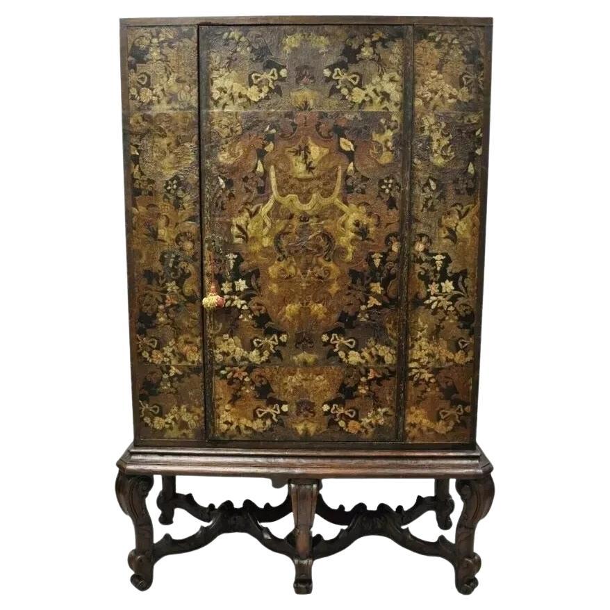 Antiguo Armario de China Georgiano Carlos II con Base de Laca Tallada y Japonizada