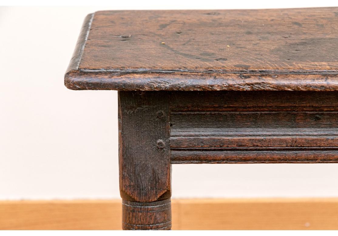 18th Century and Earlier Antique Charles II Oak Turned Leg Joint Stool For Sale