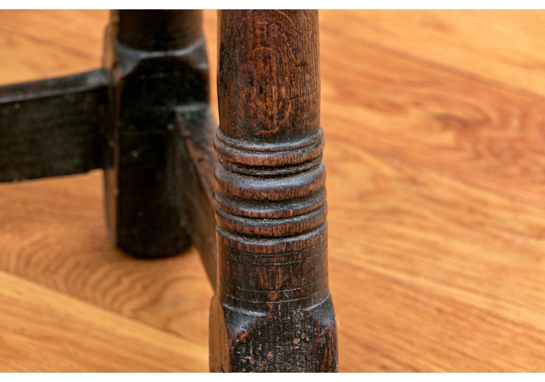 Antique Charles II Oak Turned Leg Joint Stool For Sale 1