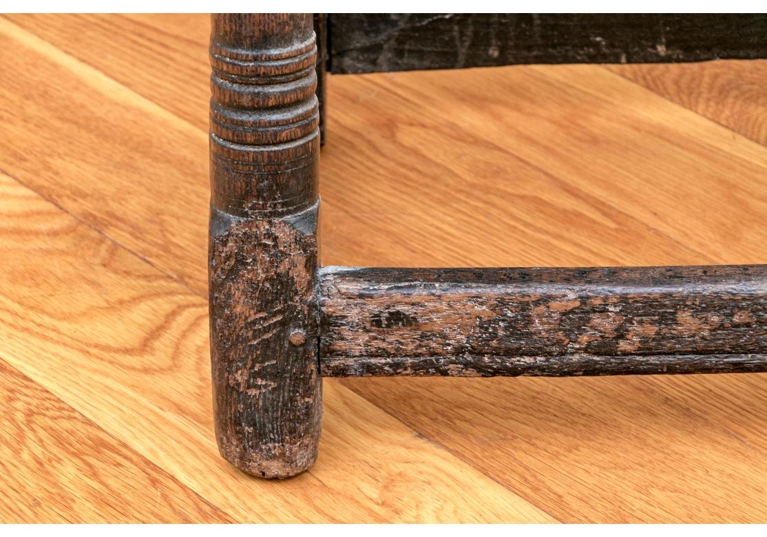 Antique Charles II Oak Turned Leg Joint Stool For Sale 2