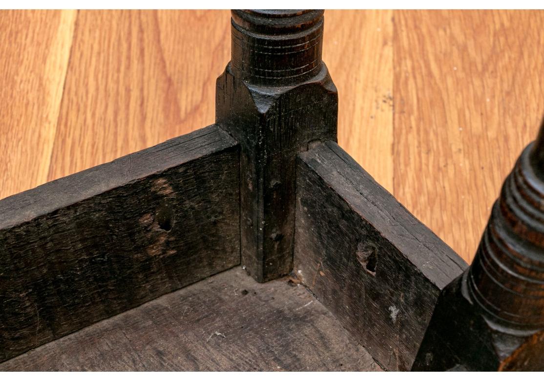 Antique Charles II Oak Turned Leg Joint Stool For Sale 4