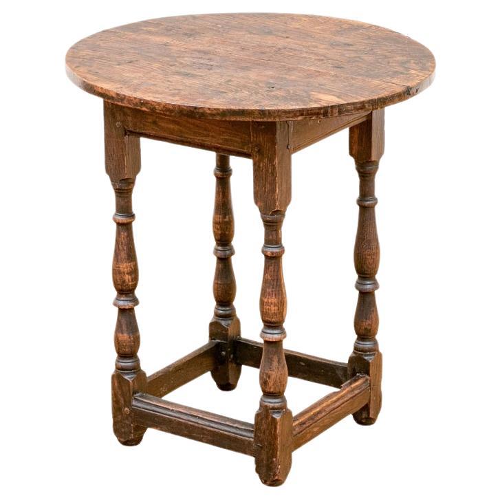 Antique Charles II Oval Oak Tavern Table With Turned Legs For Sale