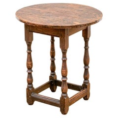 Antique Charles II Oval Oak Tavern Table With Turned Legs