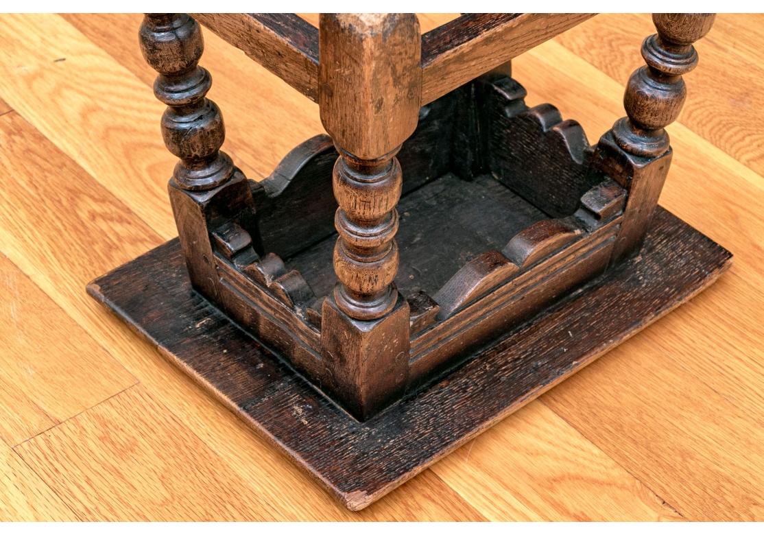 Antique Charles II Peg Constructed Oak Joint Stool For Sale 5