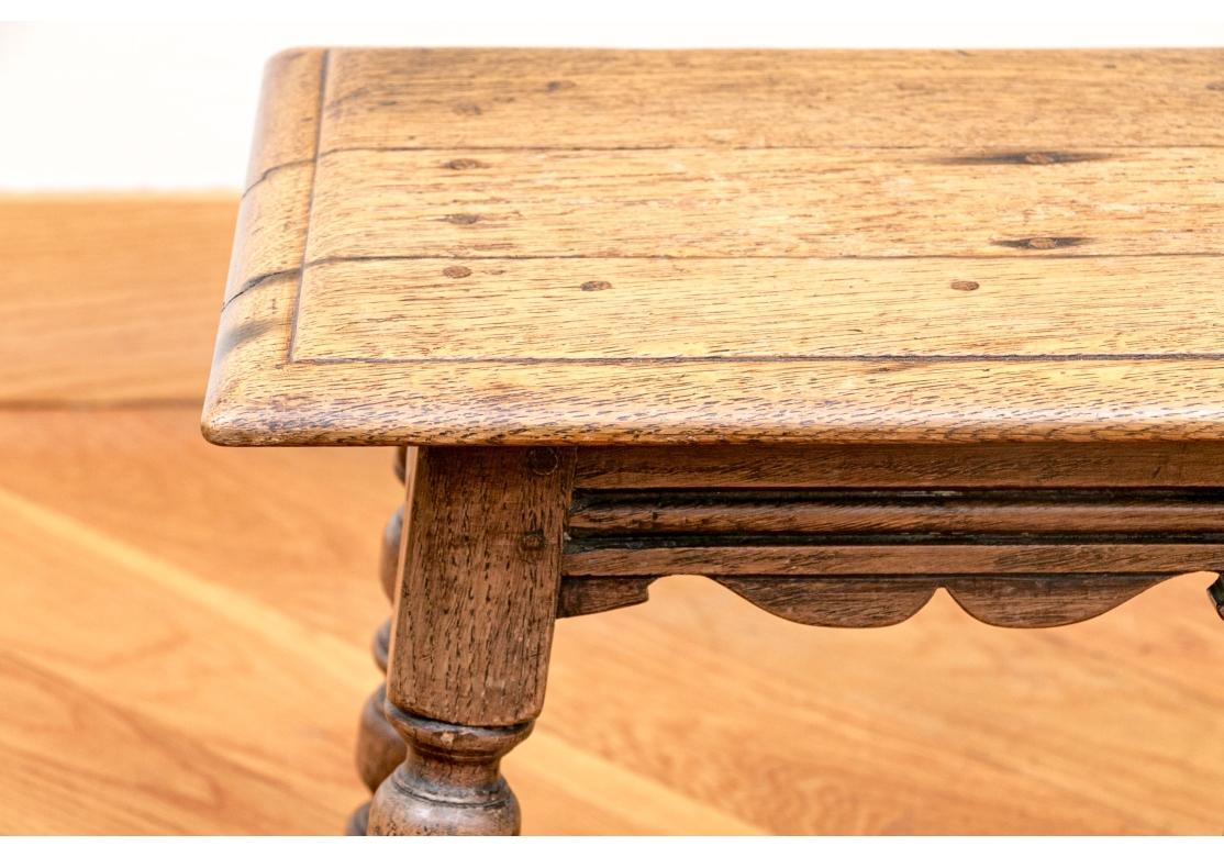 Antique Charles II Peg Constructed Oak Joint Stool In Fair Condition For Sale In Bridgeport, CT