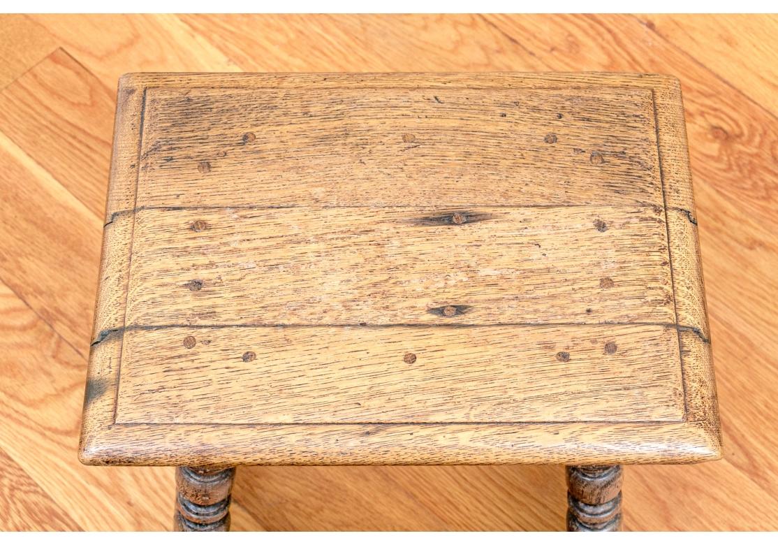 18th Century and Earlier Antique Charles II Peg Constructed Oak Joint Stool For Sale