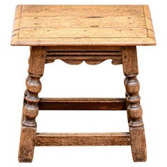 Antique Charles II Peg Constructed Oak Joint Stool
