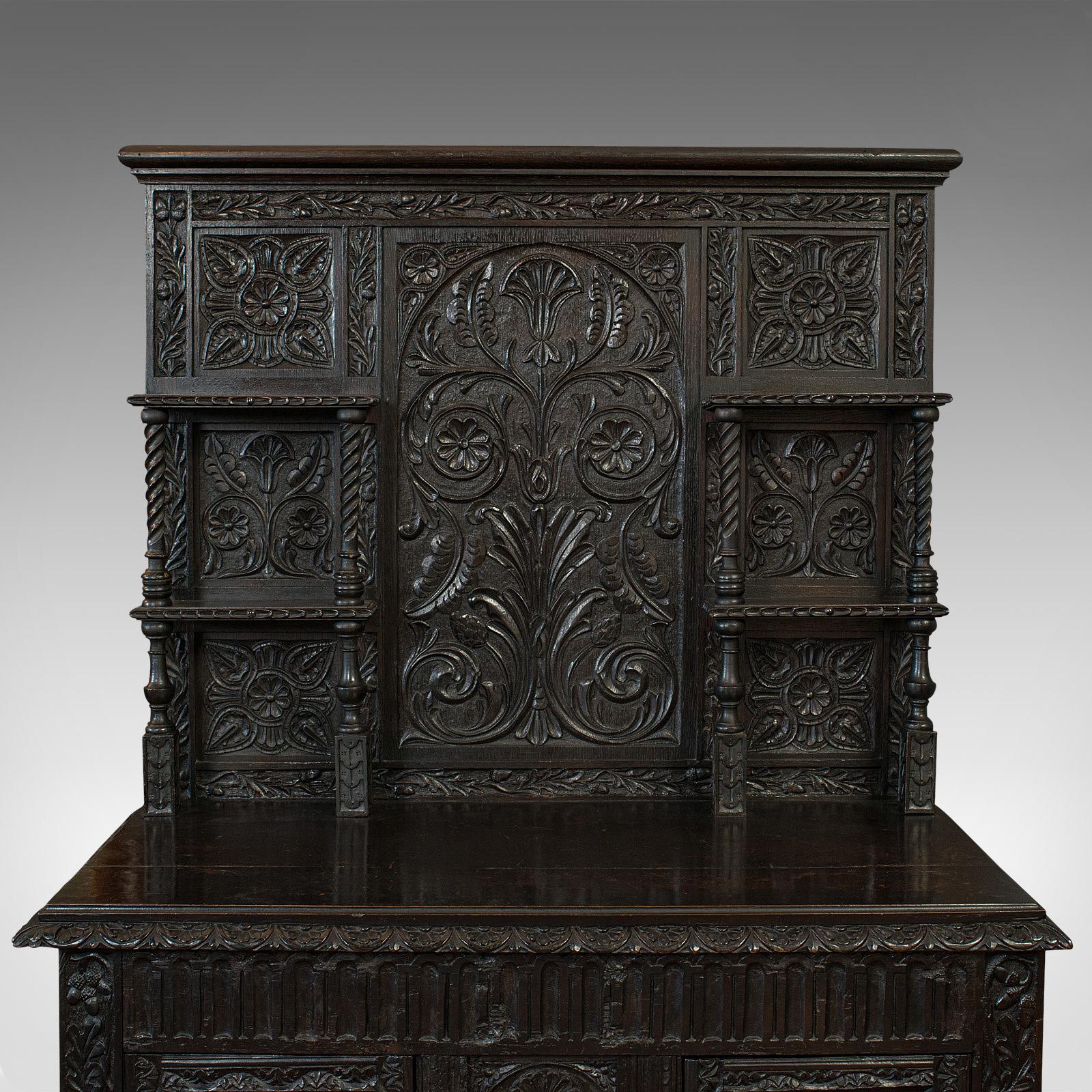 Antique Charles II Revival Dresser English Oak, Sideboard, Victorian, circa 1880 For Sale 5