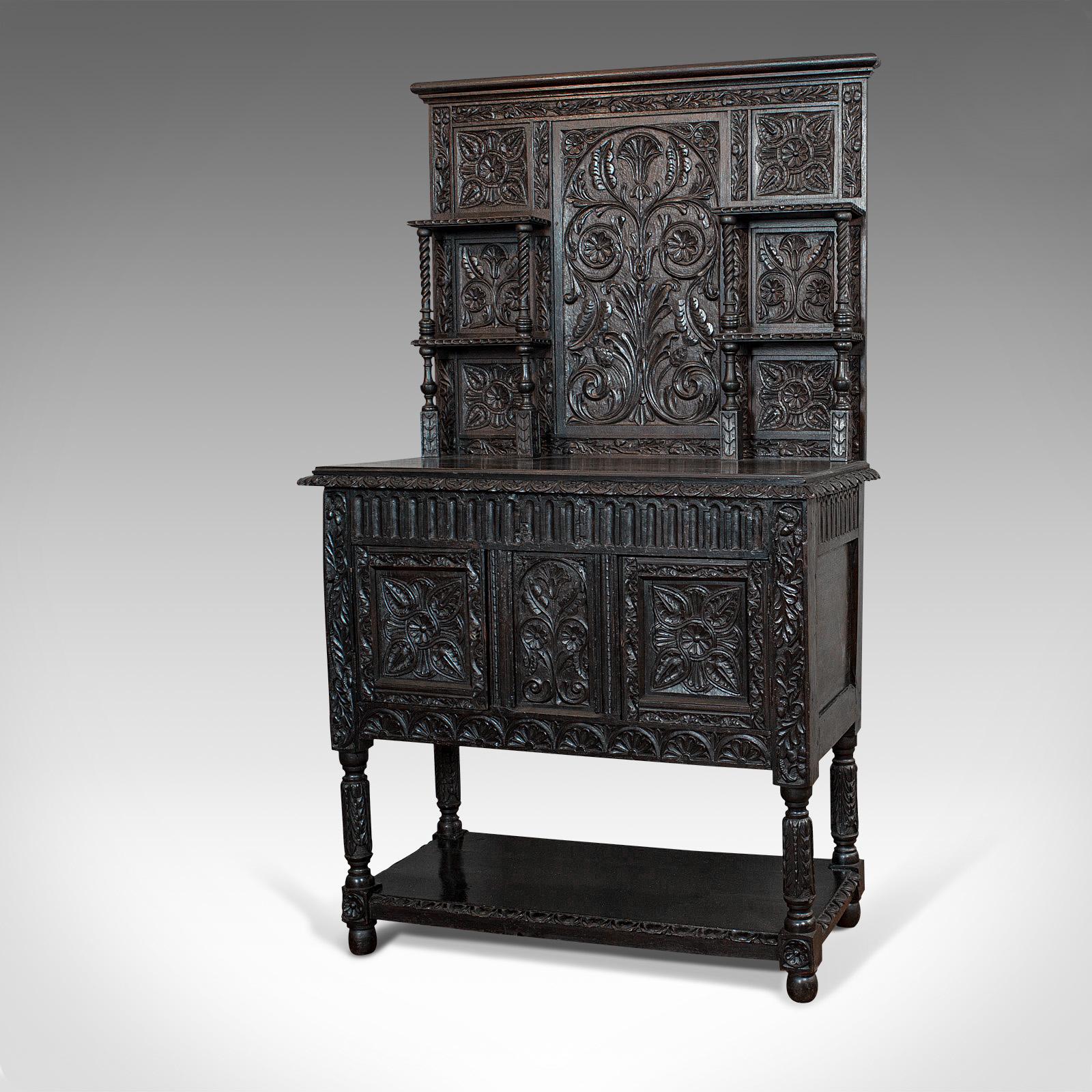 British Antique Charles II Revival Dresser English Oak, Sideboard, Victorian, circa 1880 For Sale