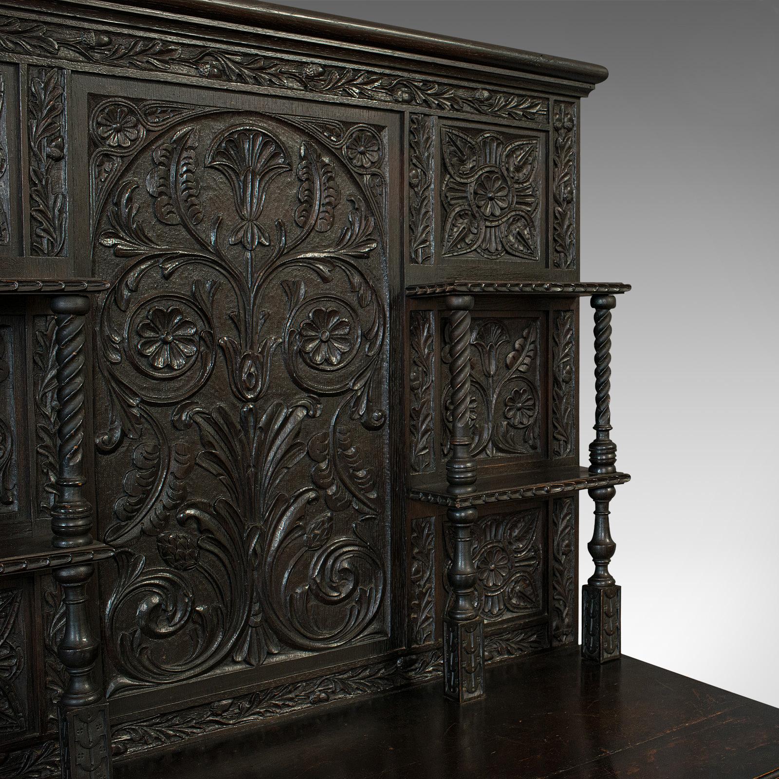 Antique Charles II Revival Dresser English Oak, Sideboard, Victorian, circa 1880 For Sale 3