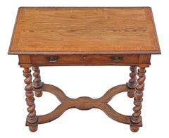 Antique Charles II Revival Oak and Elm Writing Desk Dressing