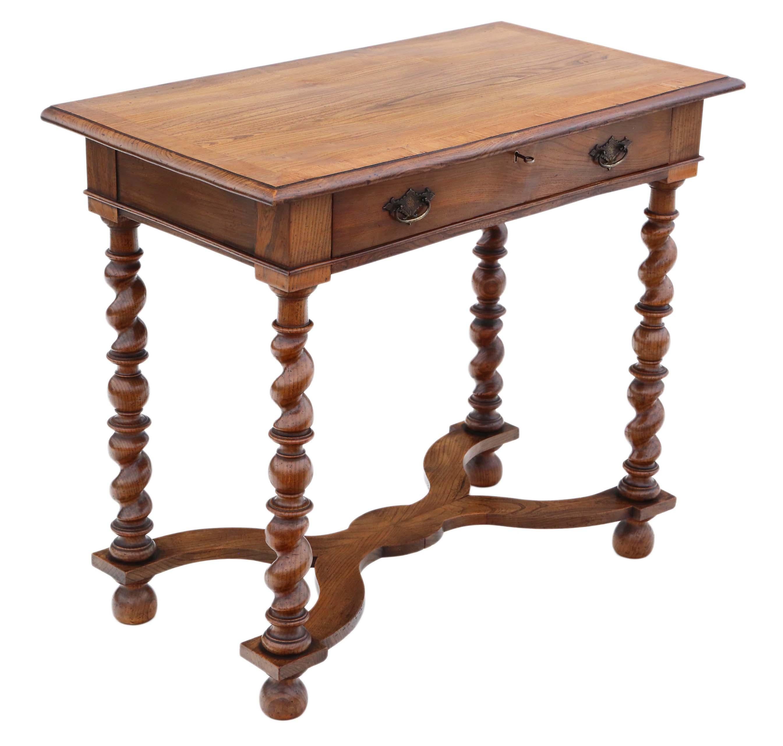 Antique Charles II Revival Oak and Elm Writing Desk Dressing  For Sale 1