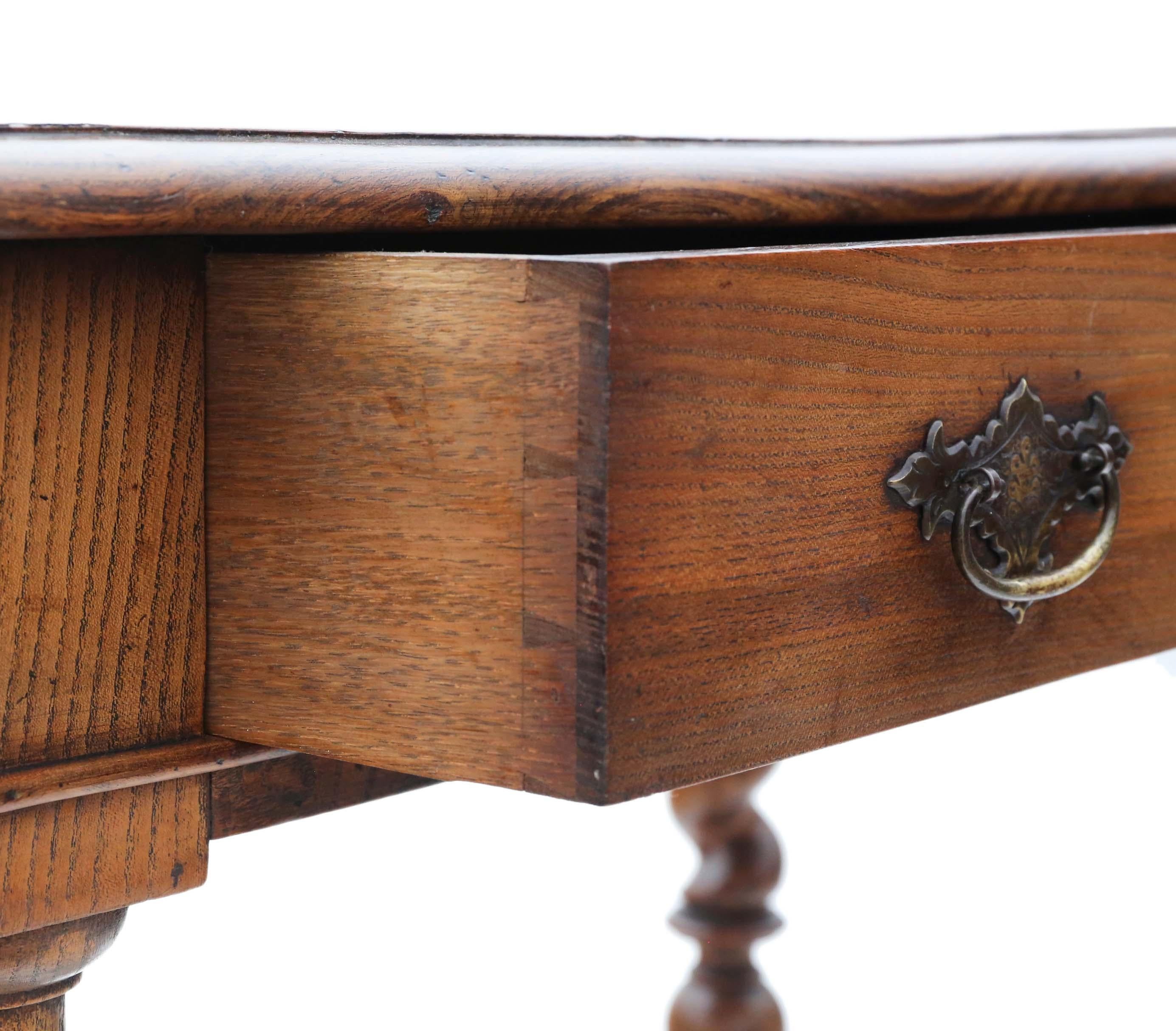 Antique Charles II Revival Oak and Elm Writing Desk Dressing  For Sale 2