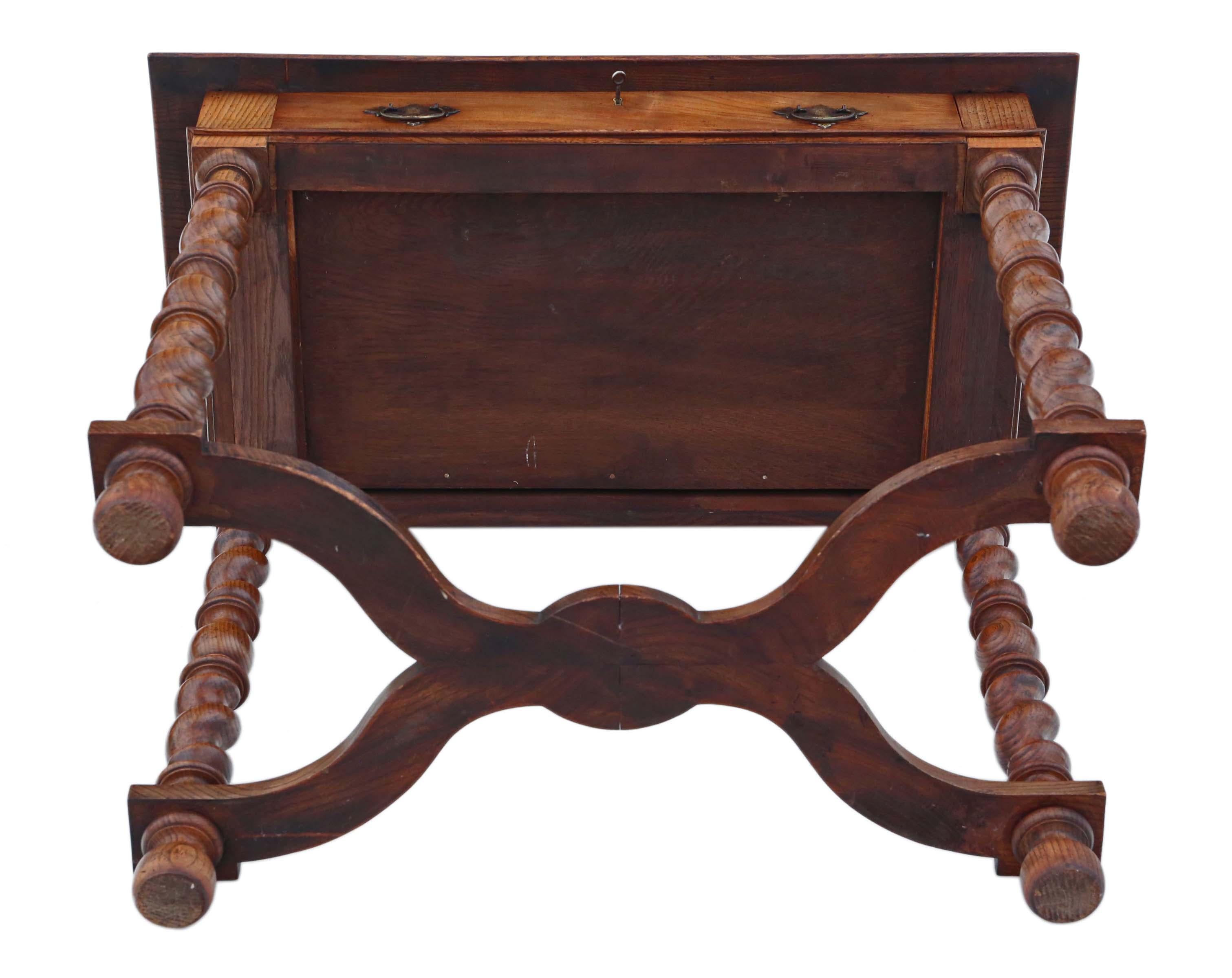 Antique Charles II Revival Oak and Elm Writing Desk Dressing  For Sale 4
