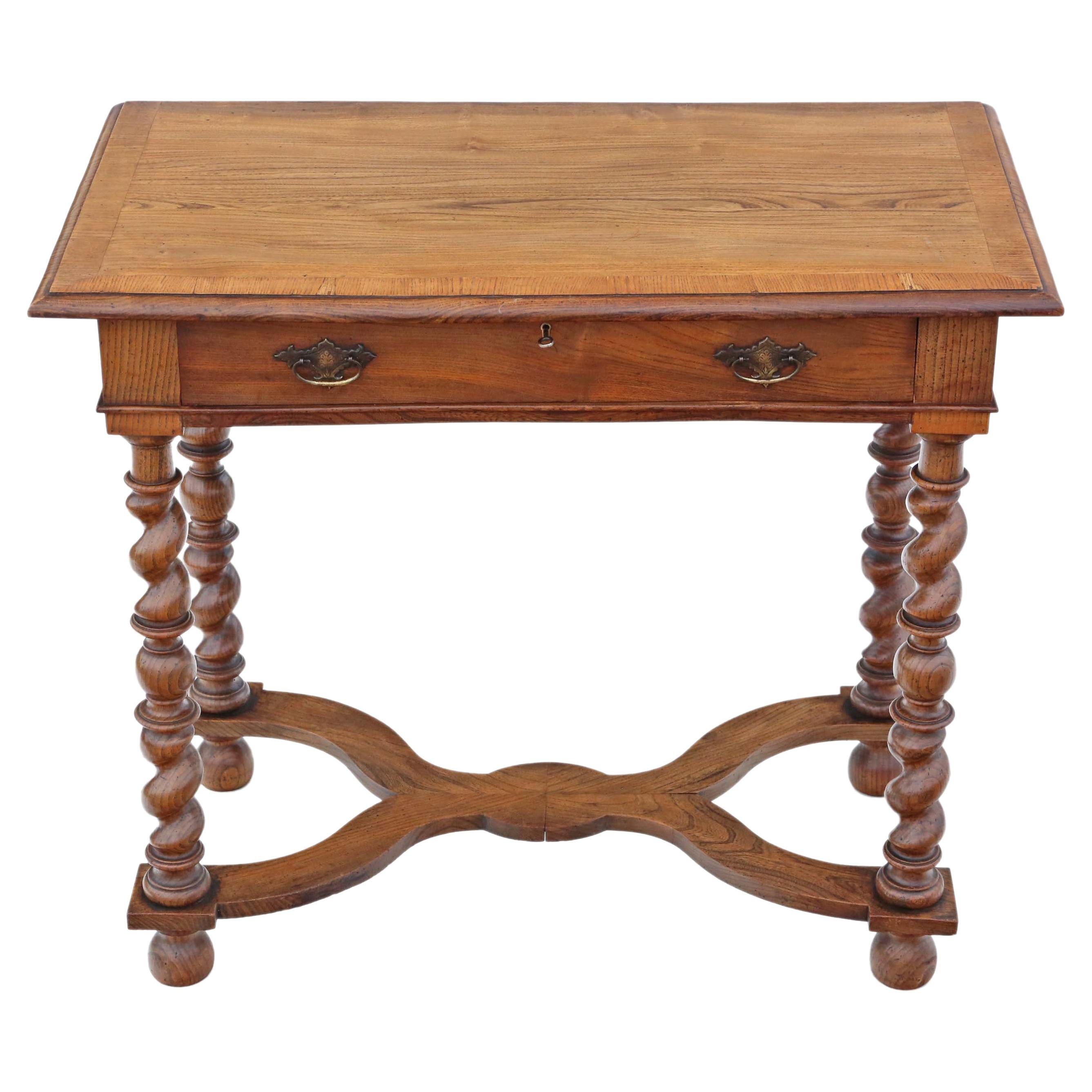 Antique Charles II Revival Oak and Elm Writing Desk Dressing  For Sale