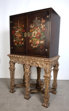 Antique Charles II Revival Polychrome lacquered cabinet on stand C.1920
