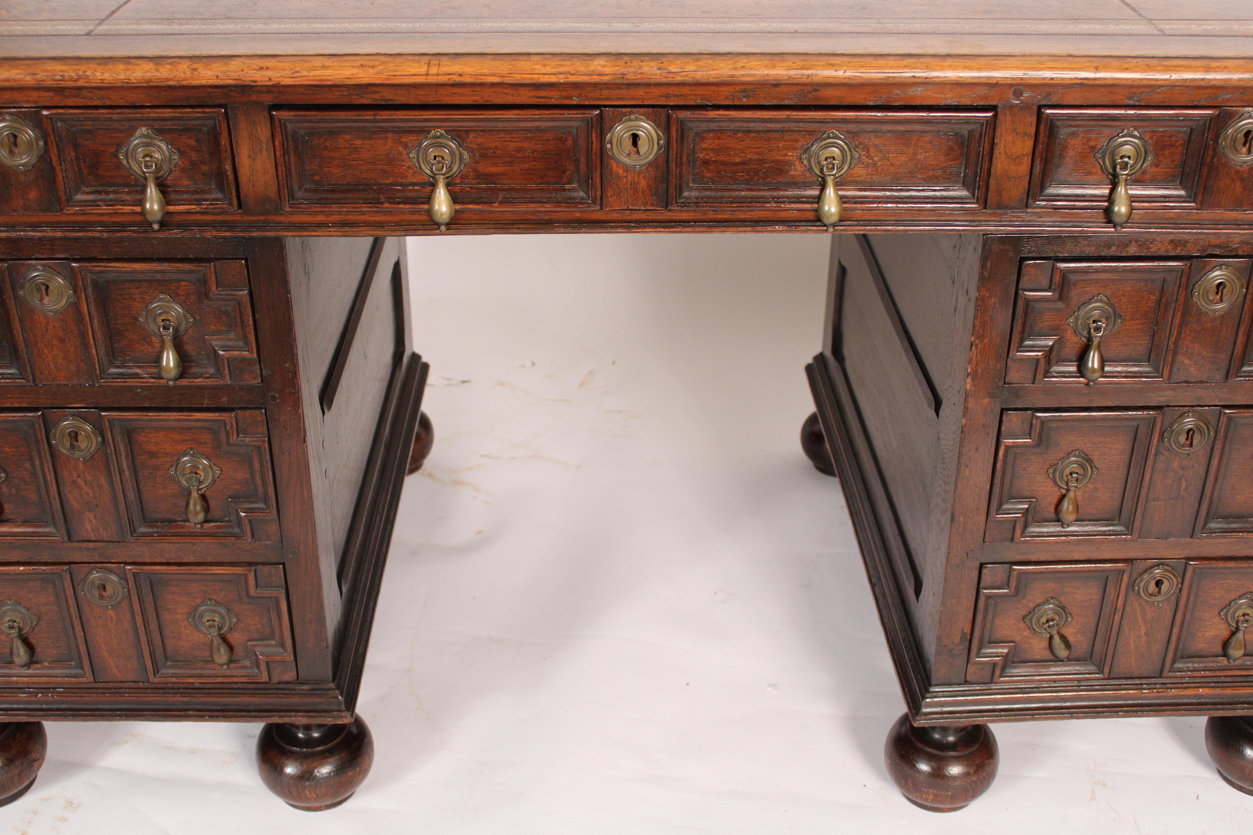 Antique Charles II Style Double Pedestal Desk 2