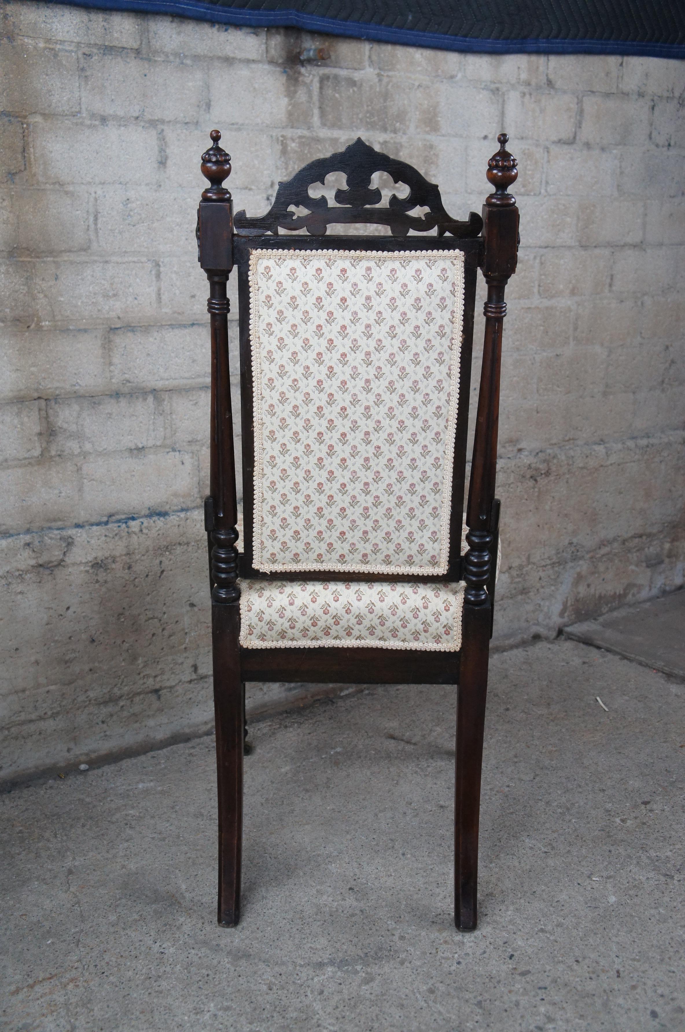 Antique Charles II Style Renaissance Revival Gothic Walnut Carved Side Chair 1