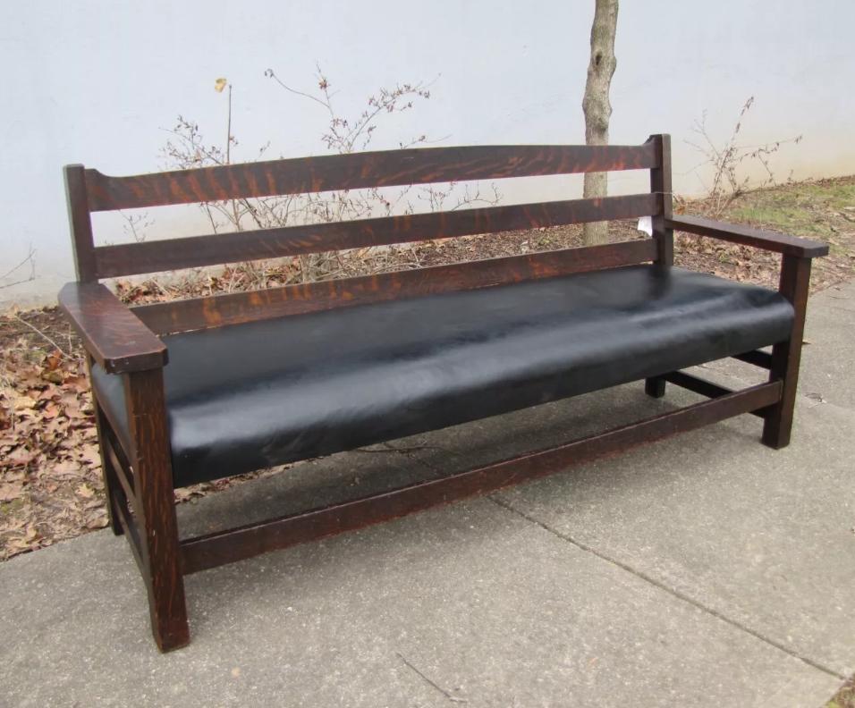 Arts and Crafts Antique Charles Limbert Drop Arm Settle - Stickley Era - W2724  SALE   SALE For Sale