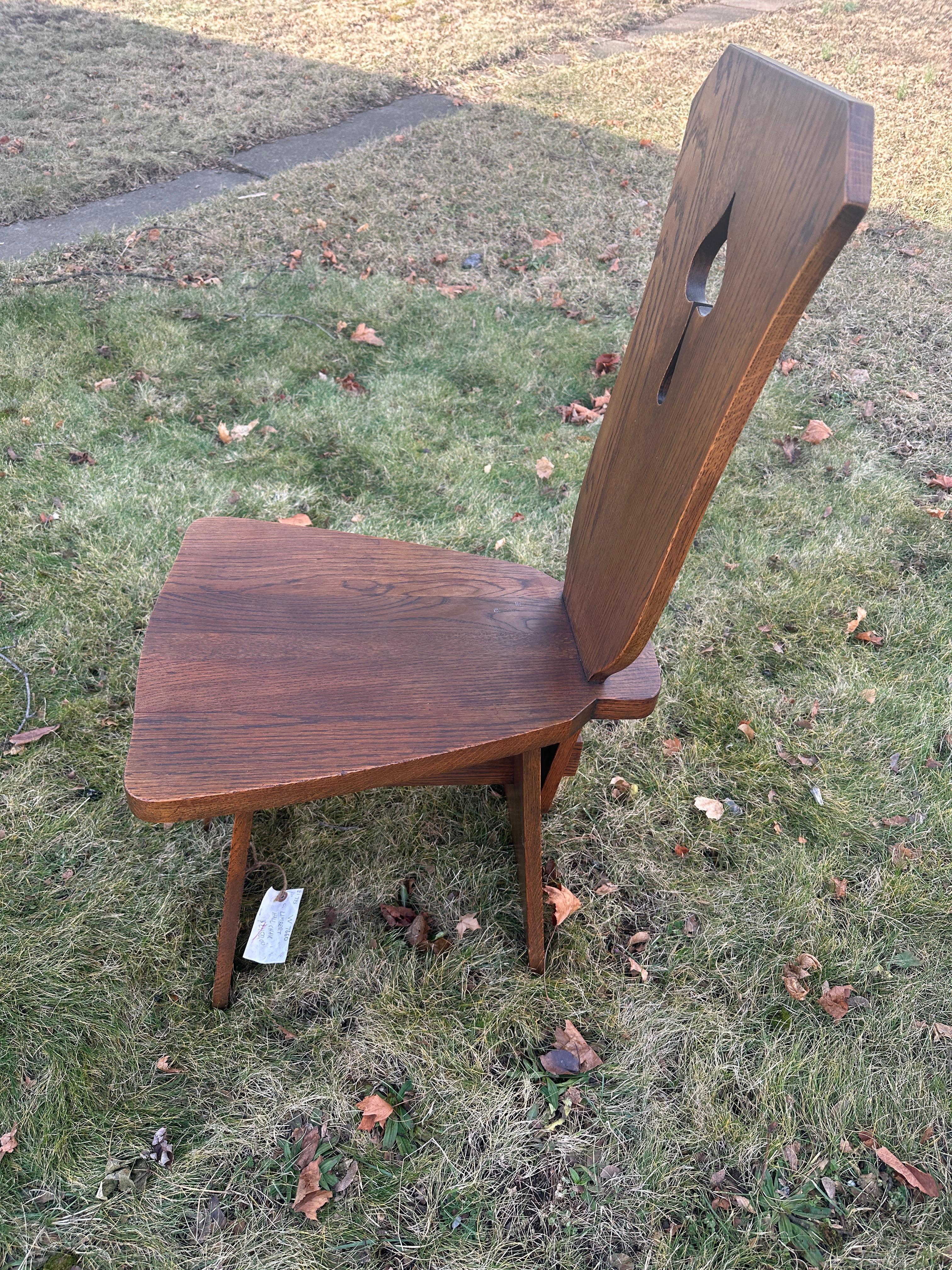 This is a good Charles Limbert Hall  chair in  excellent condition. The chair has the original finish with REAL keys through tenon construction on front bottom of the chair and the back bottom part of the chair.  Made in the early 1900s, there are