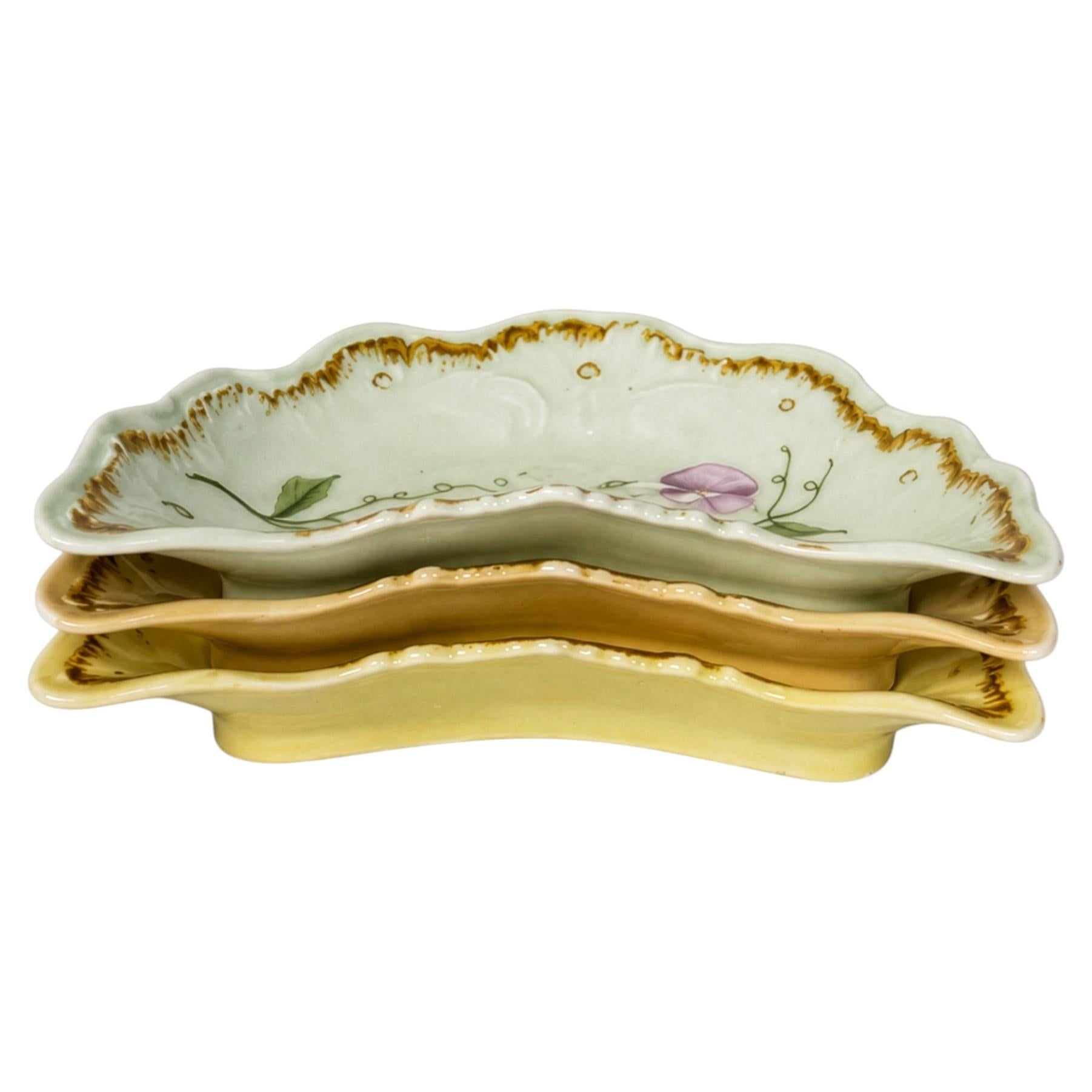 Antique Charles Martin Limoges Porcelain Crescent Dishes Set, 1920