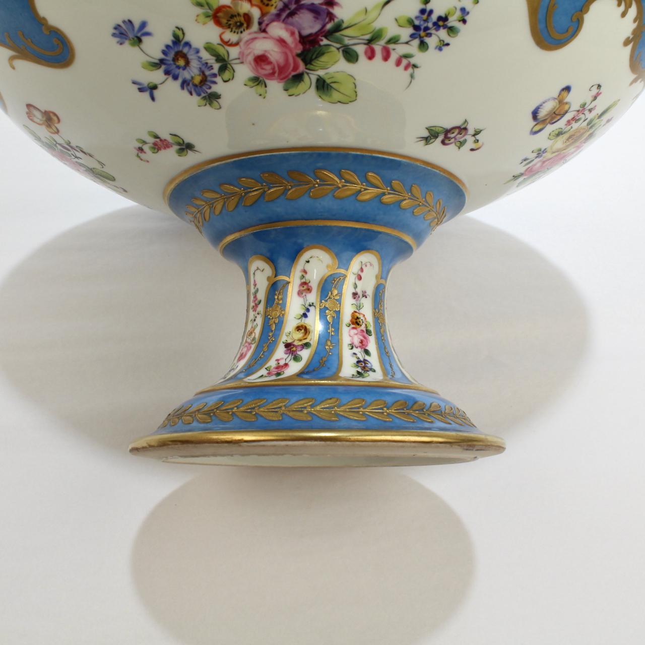 Antique Charles Pillivuyt & Co Celeste Bleu French Porcelain Compote or Tazza 2