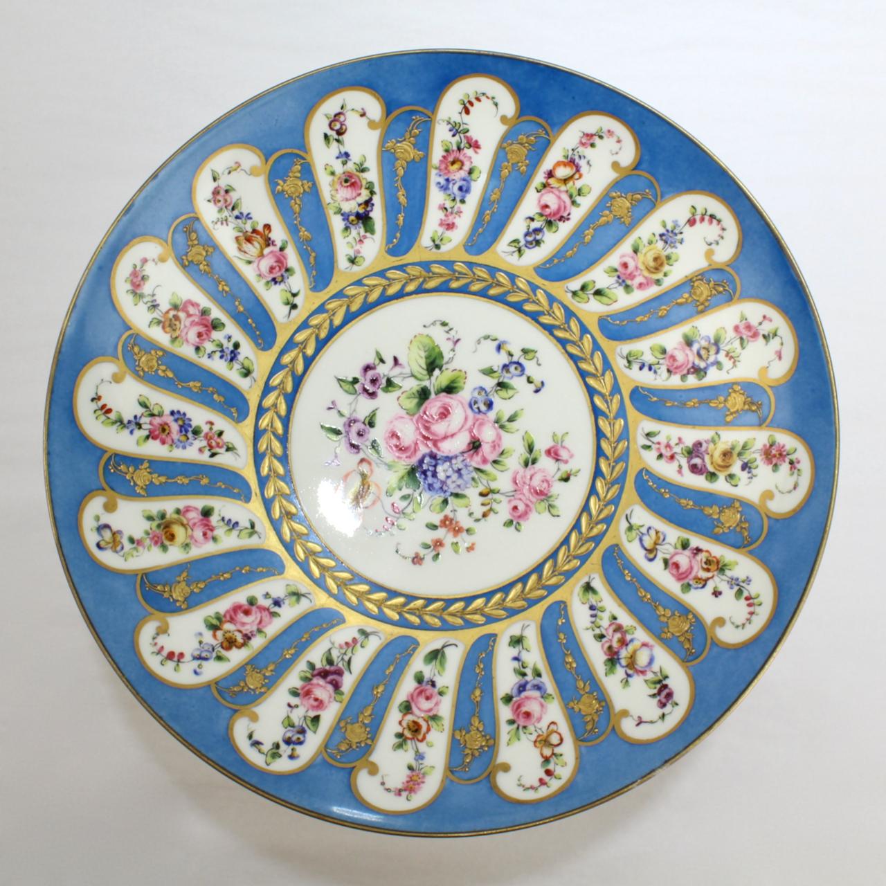 Antique Charles Pillivuyt & Co Celeste Bleu French Porcelain Compote or Tazza 4