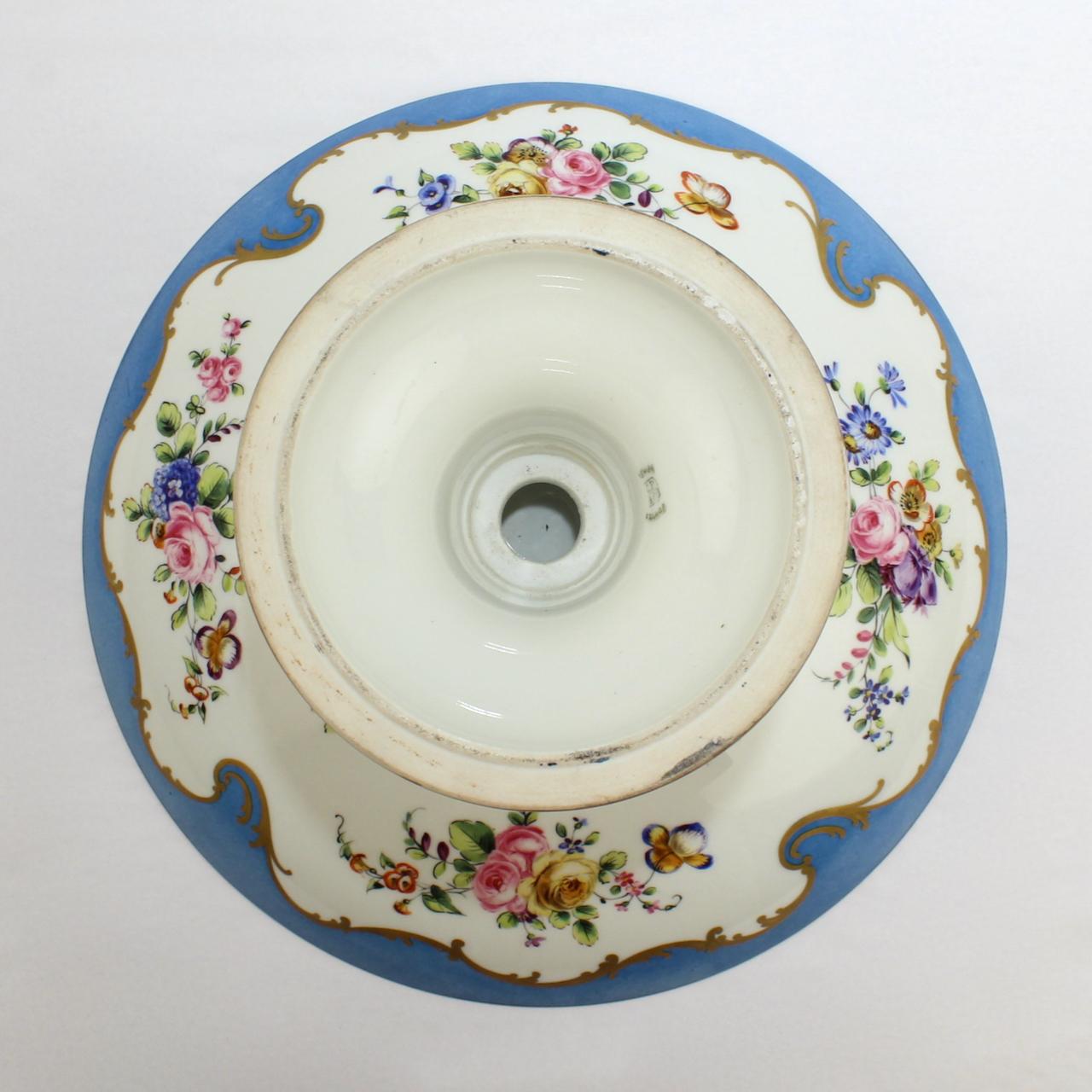 Antique Charles Pillivuyt & Co Celeste Bleu French Porcelain Compote or Tazza 5