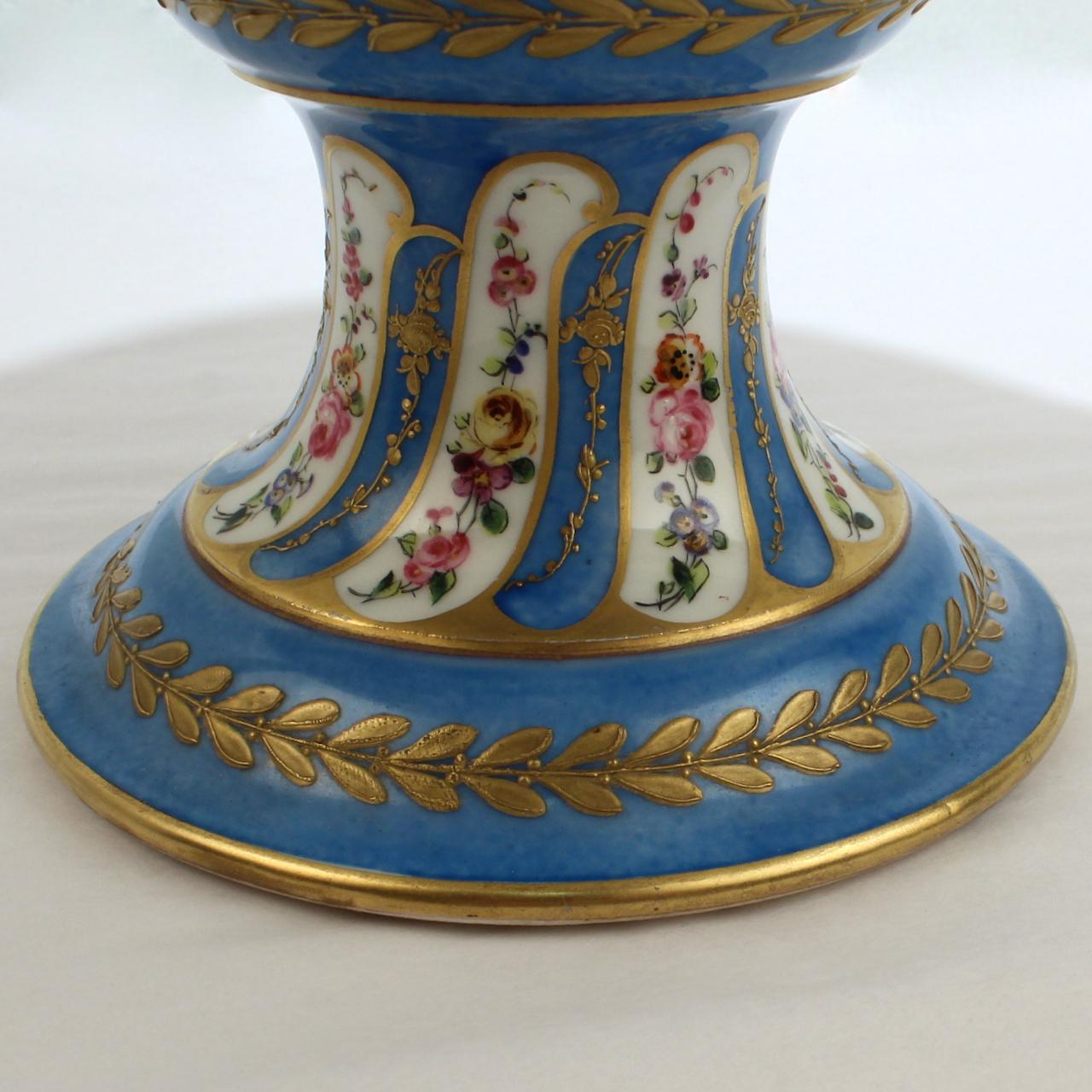 20th Century Antique Charles Pillivuyt & Co Celeste Bleu French Porcelain Compote or Tazza