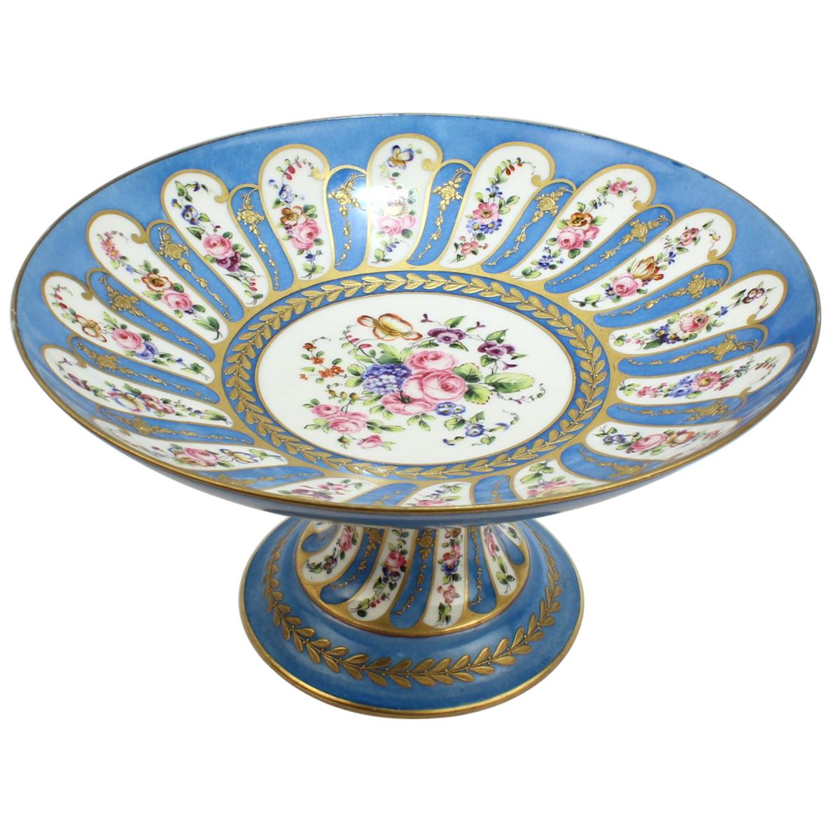 Antique Charles Pillivuyt 
Co Celeste Bleu French Porcelain Compote or Tazza