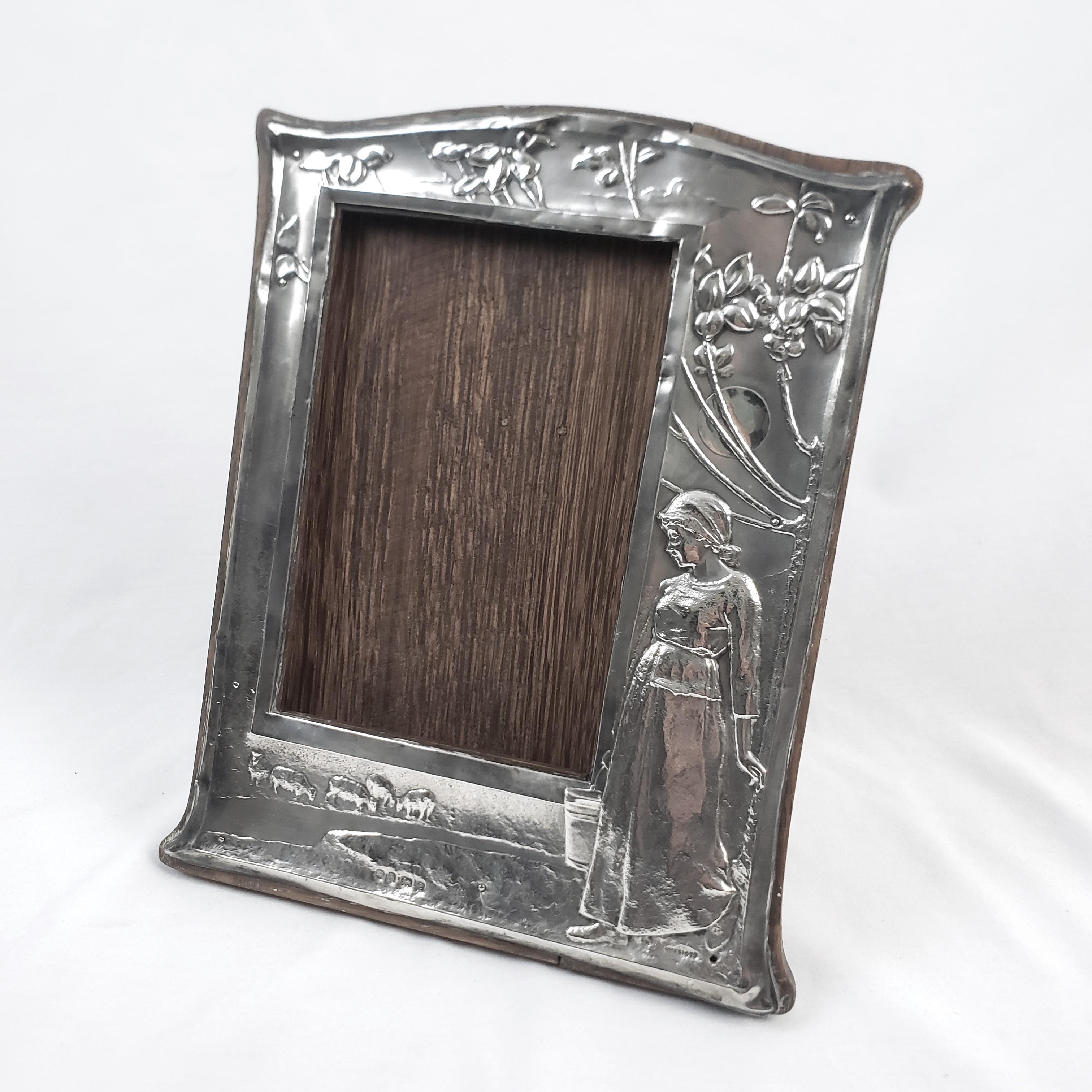 English Antique Charles S. Green Arts & Crafts Sterling Silver Picture or Mirror Frame For Sale