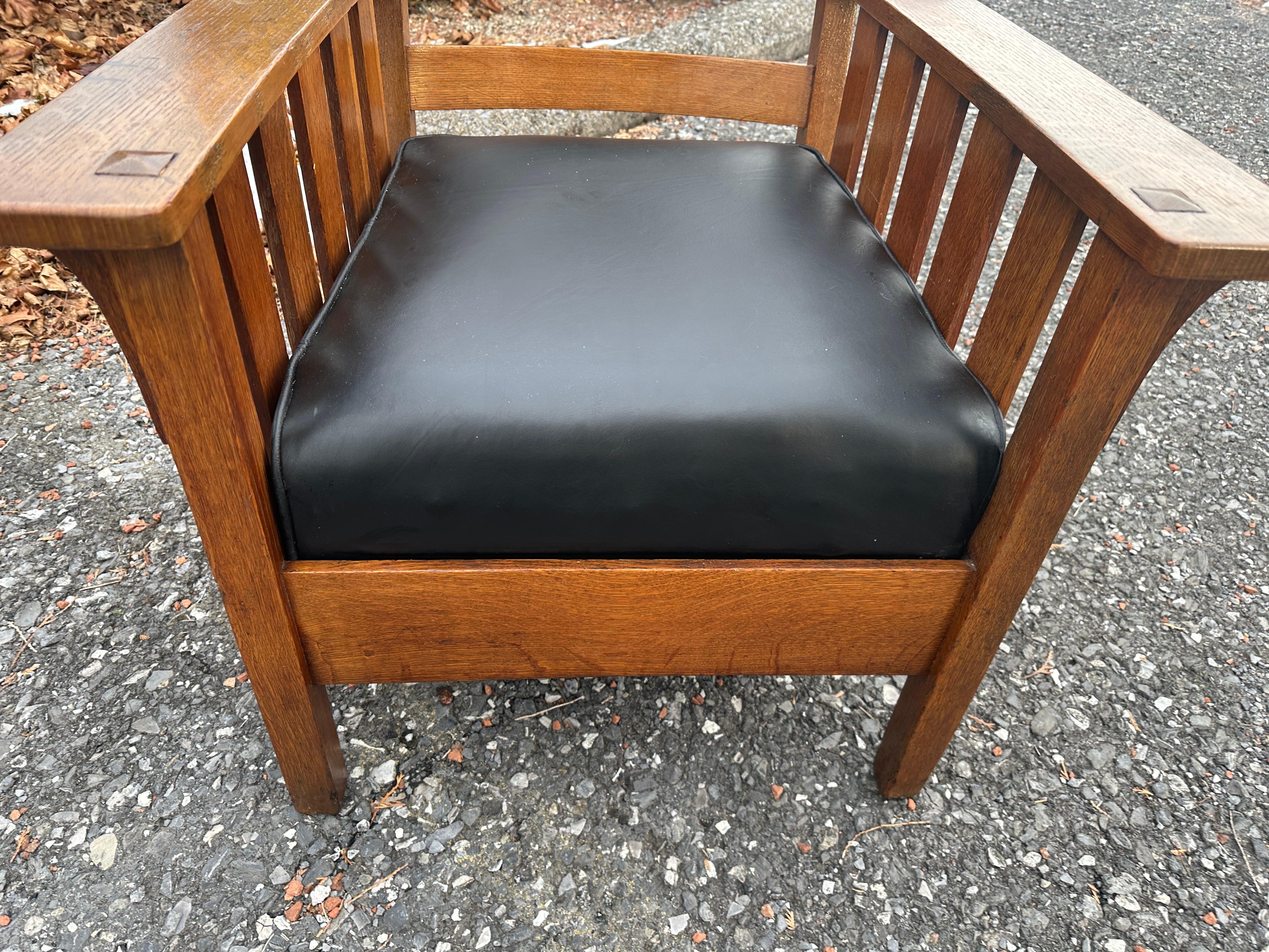 Antique Charles STICKLEY  Large Arm Chair with Slats to Each Arm - #W8106 SALE 5