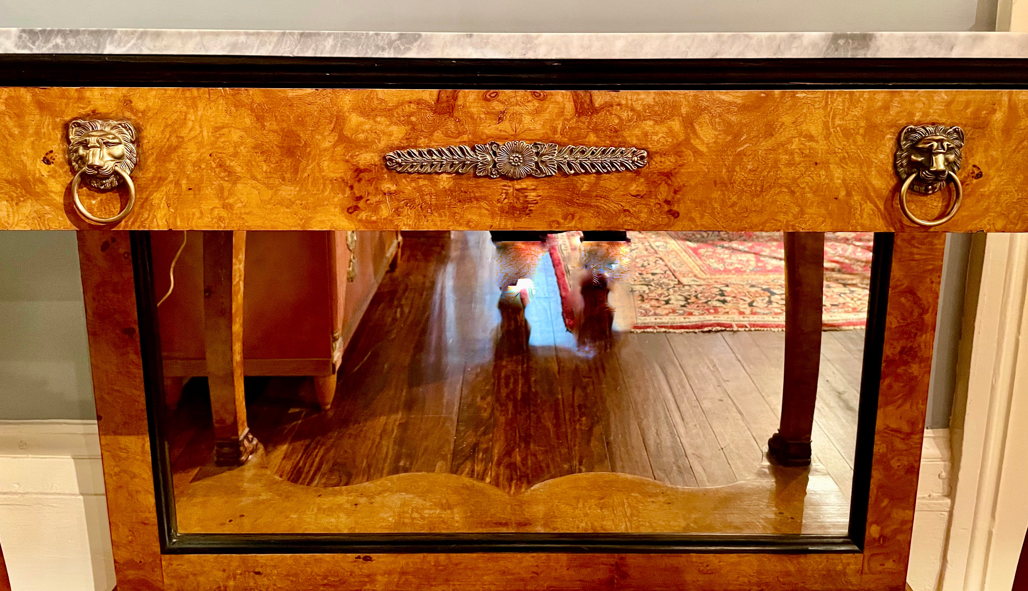 Antique Charles X Birdseye Maple Console Table Circa 1900 In Good Condition For Sale In New Orleans, LA