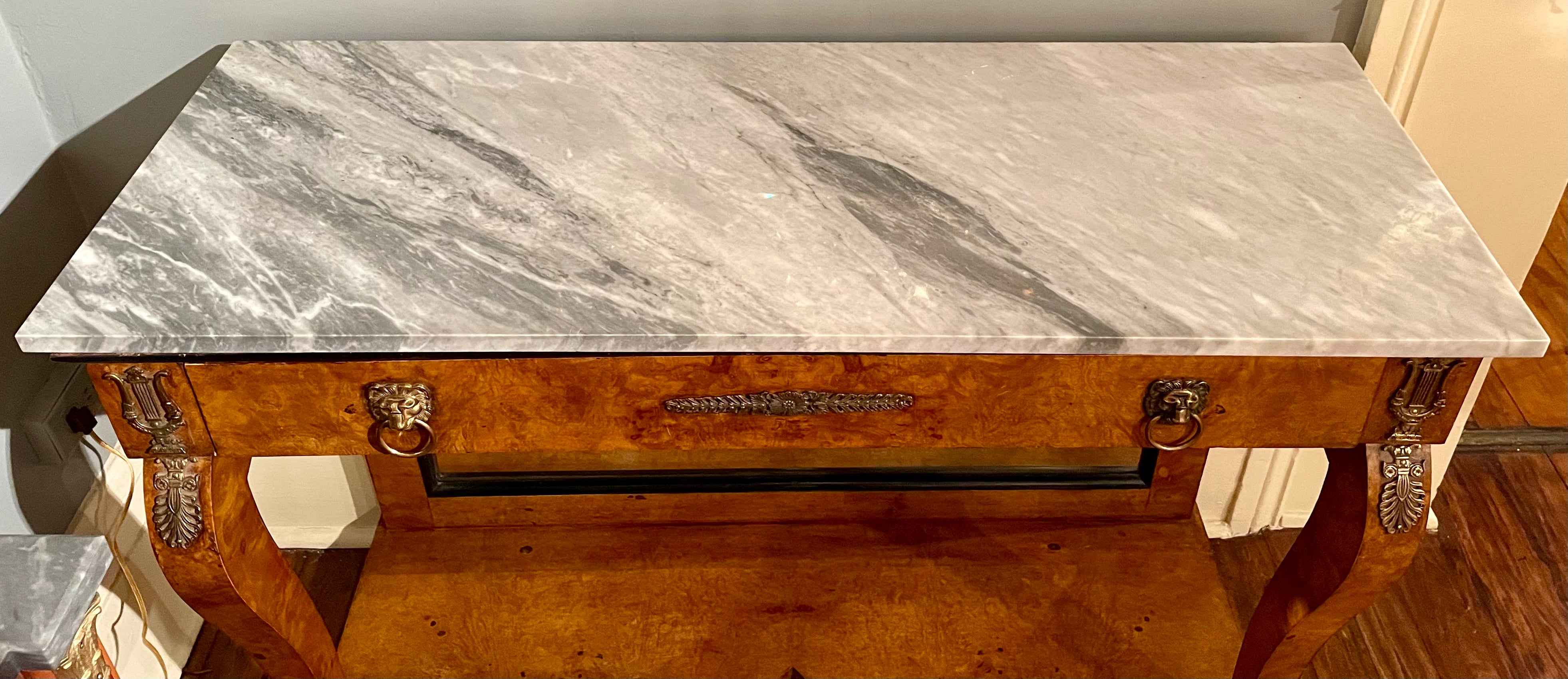 20th Century Antique Charles X Birdseye Maple Console Table Circa 1900 For Sale