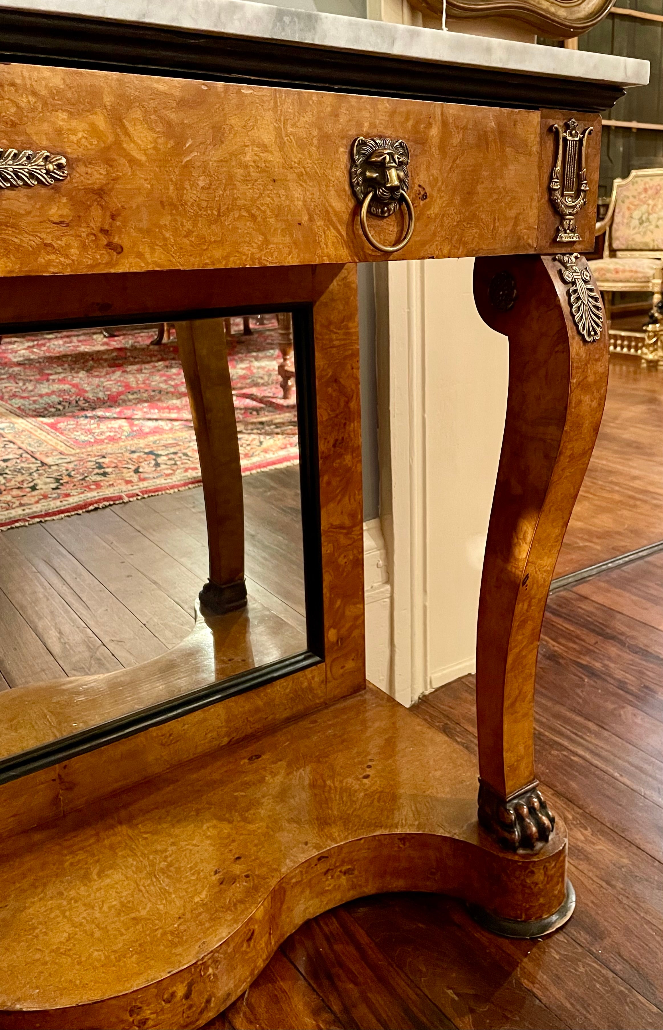 Antique Charles X Birdseye Maple Console Table Circa 1900 For Sale 3