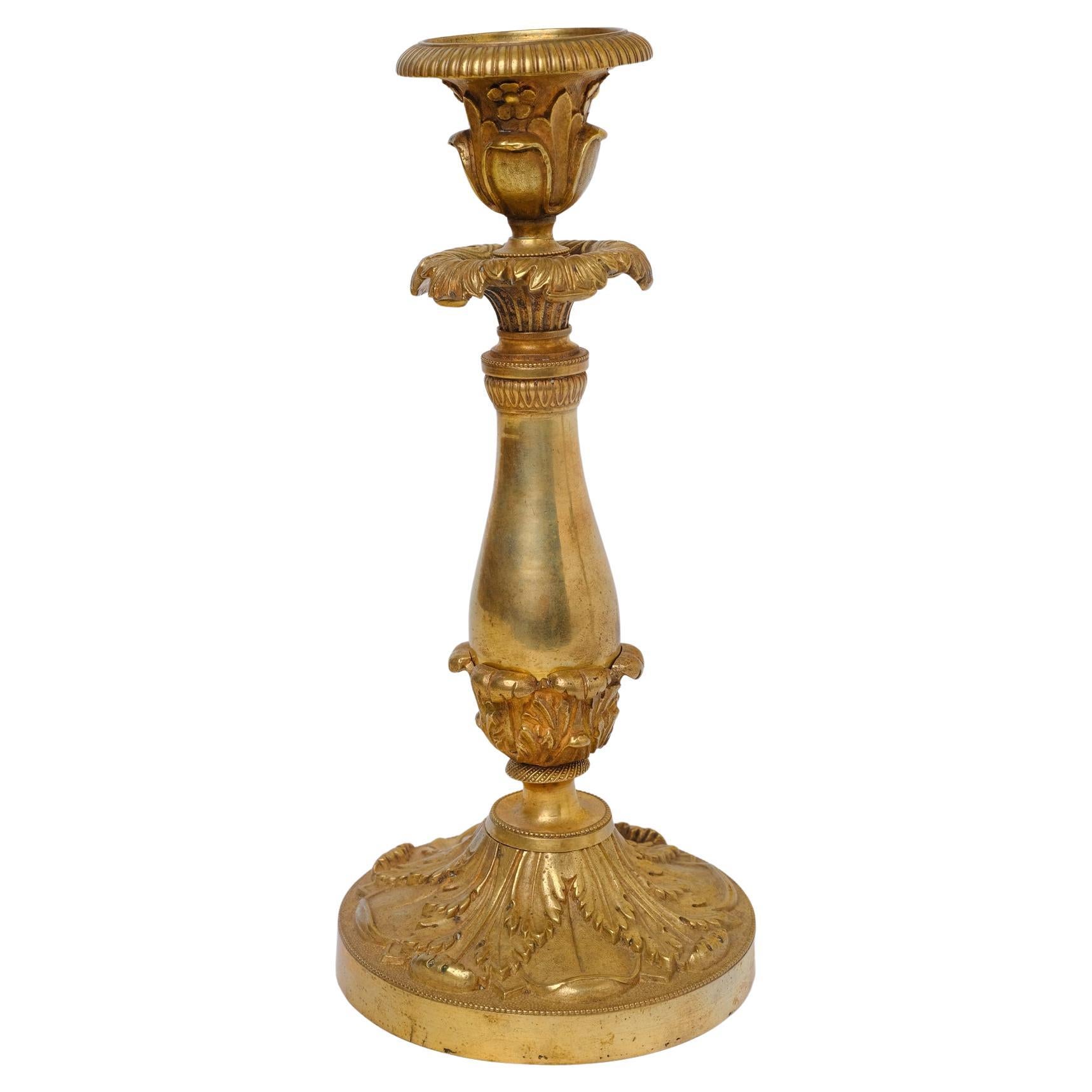 Francese Candelieri antichi Charles X in bronzo dorato in vendita