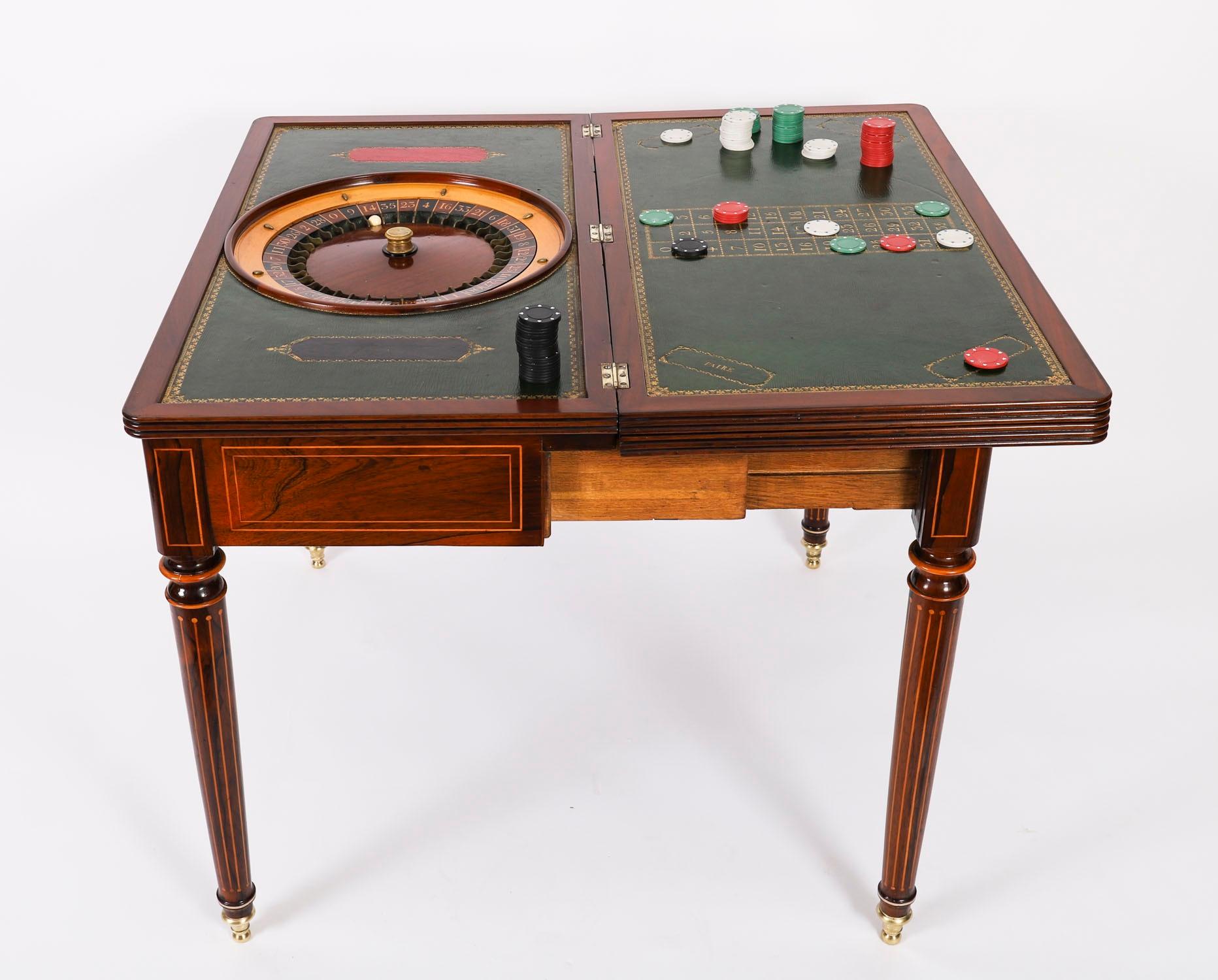 Antique Charles X Foldover Games Card Roulette Table Circa 1810 19th Century 1