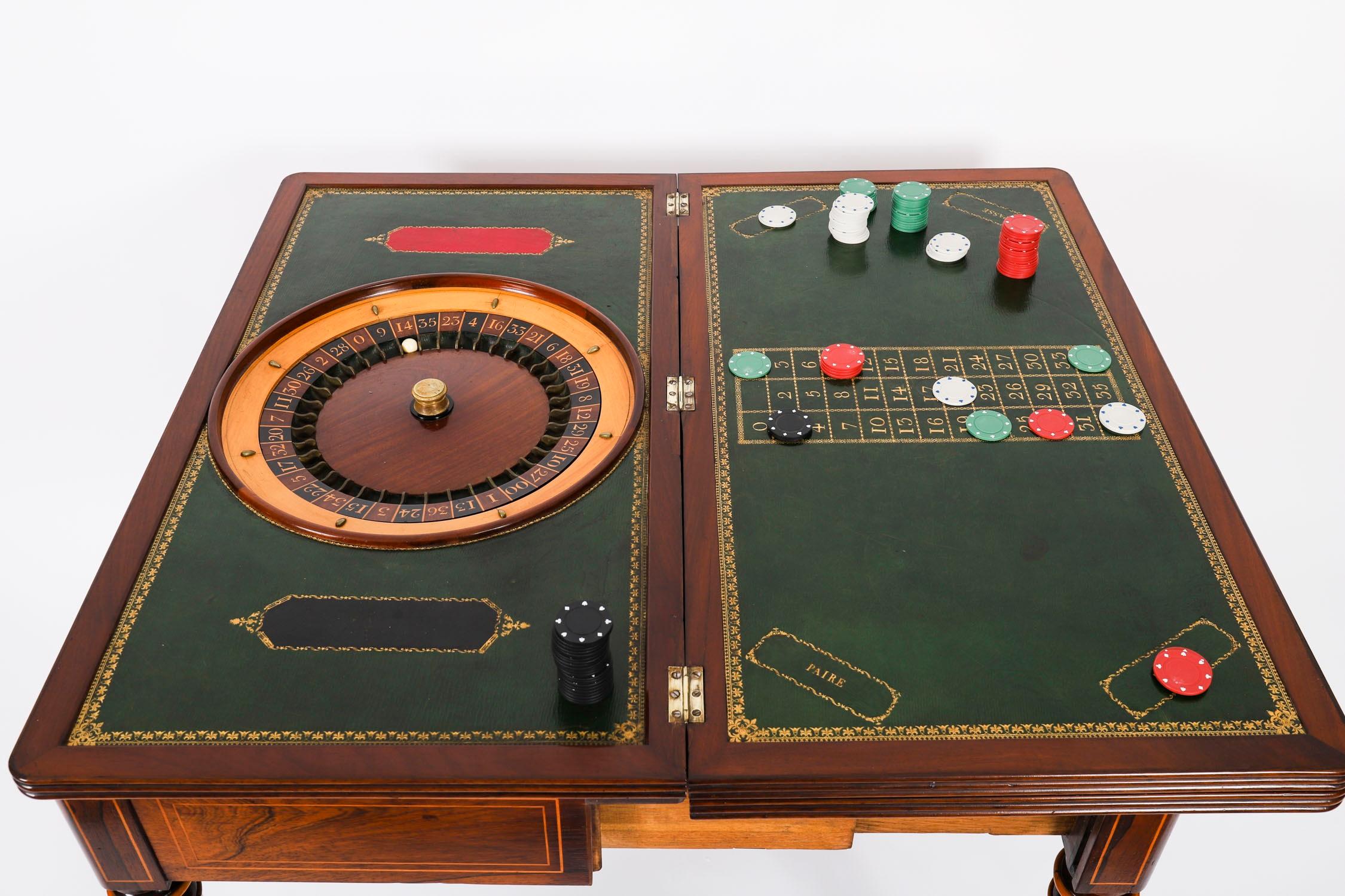 Antique Charles X Foldover Games Card Roulette Table Circa 1810 19th Century 2