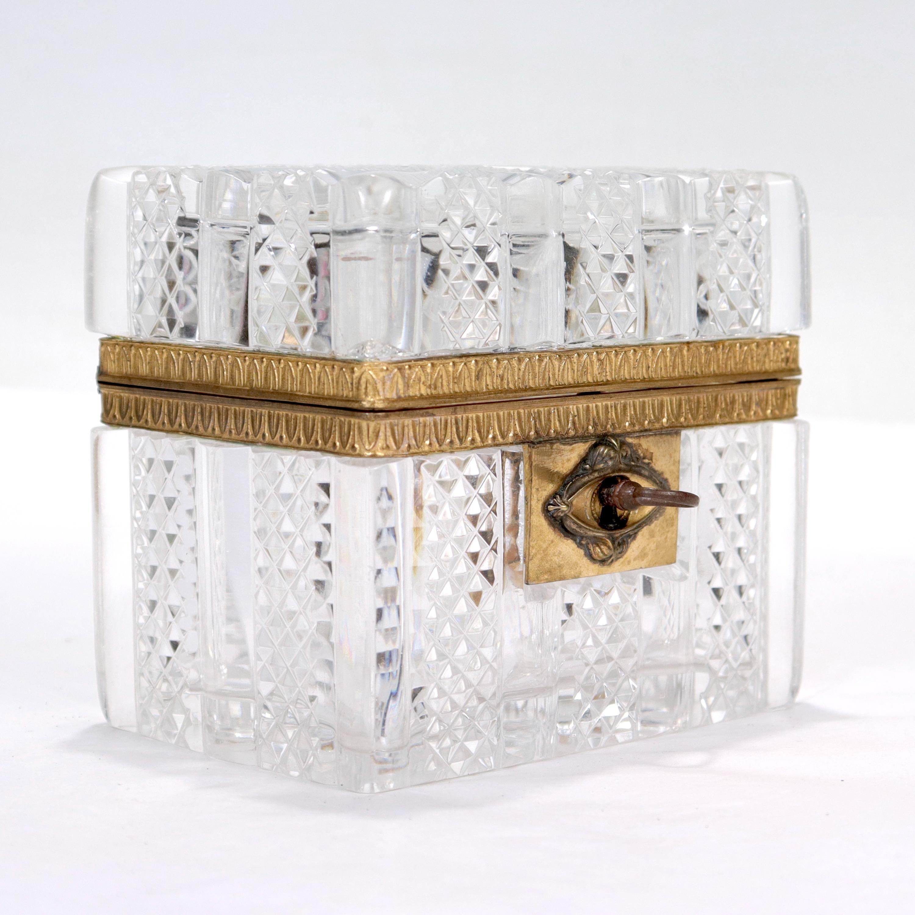 Gilt Antique Charles X French Cut Glass Casket  For Sale