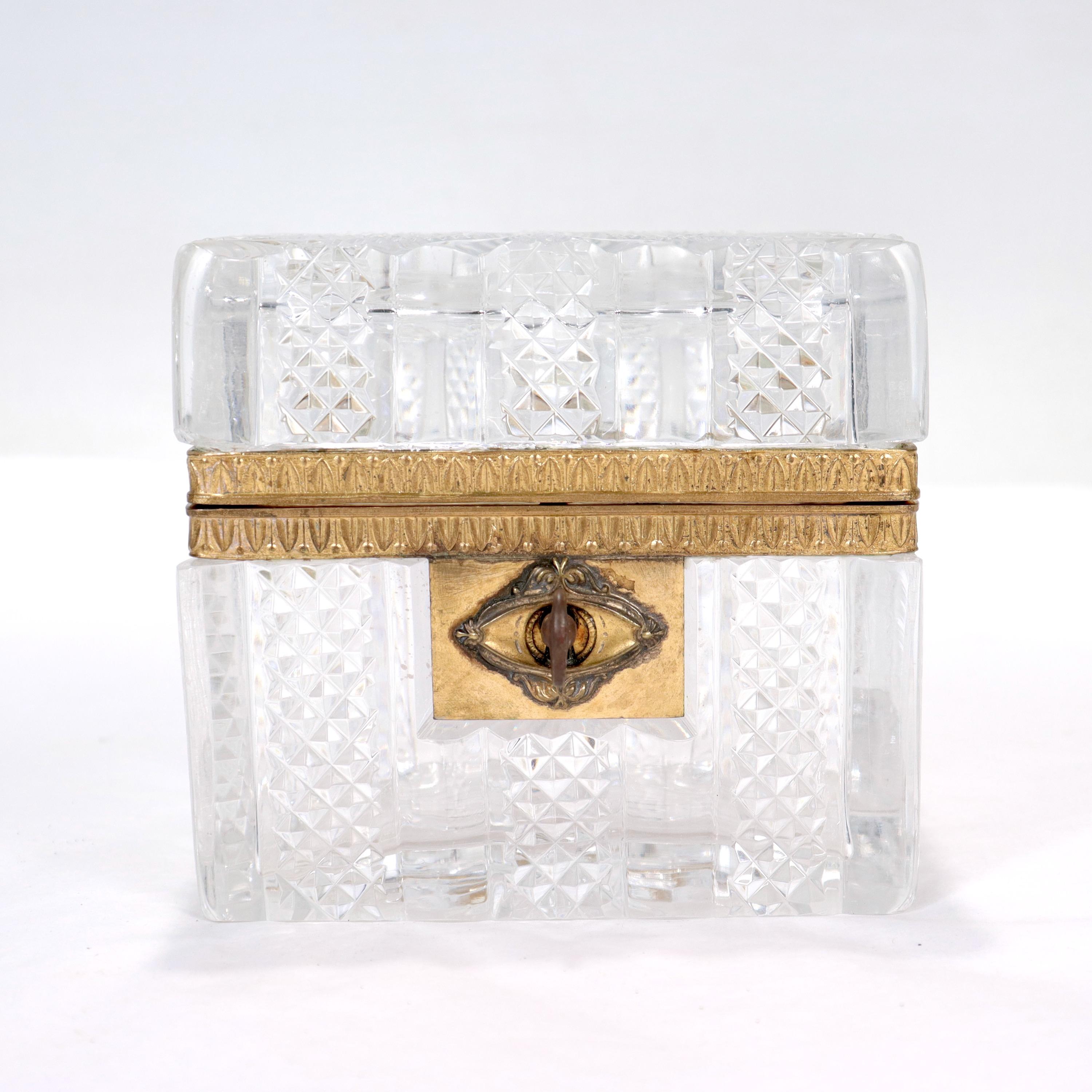 Antique Charles X French Cut Glass Casket  In Good Condition For Sale In Philadelphia, PA