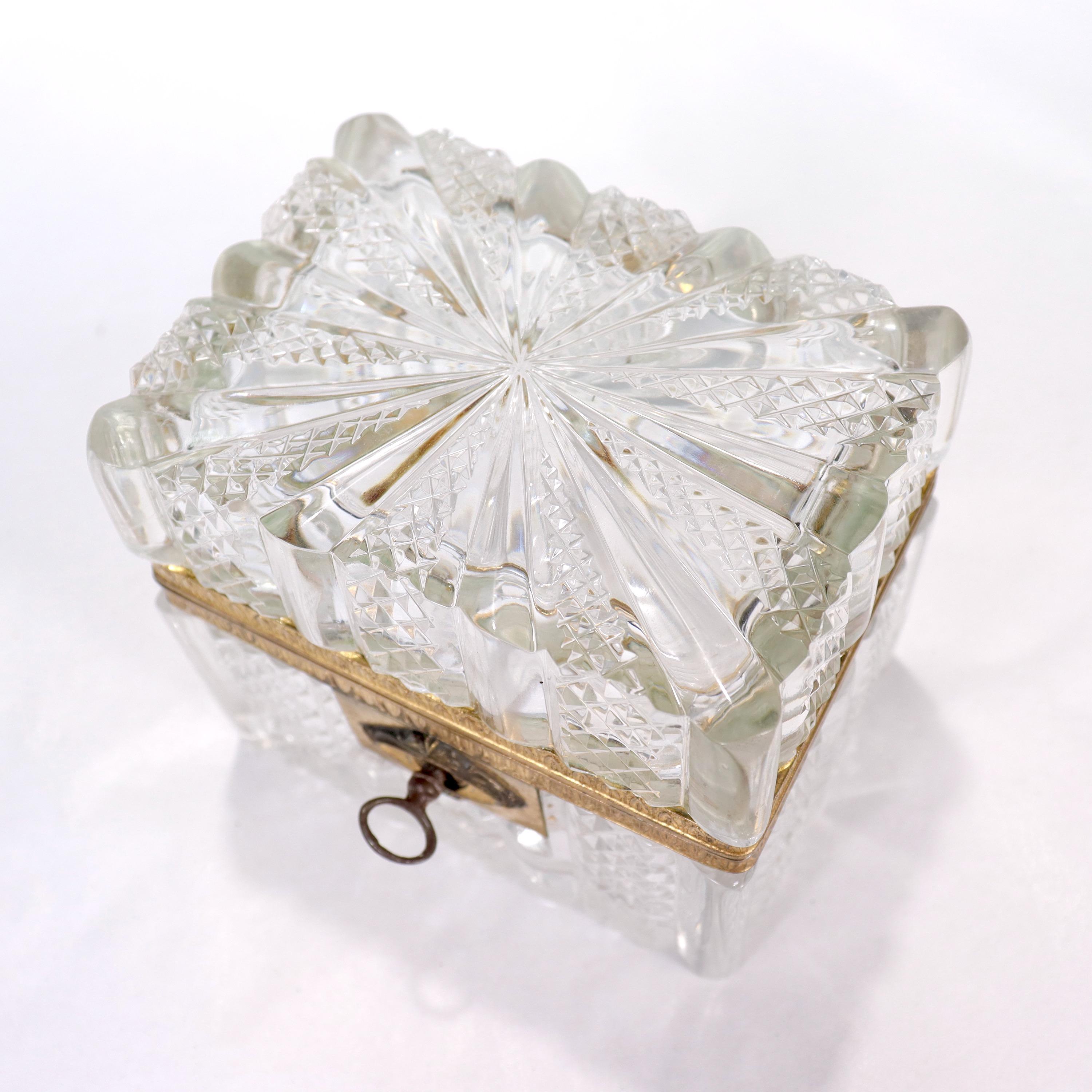 19th Century Antique Charles X French Cut Glass Casket  For Sale