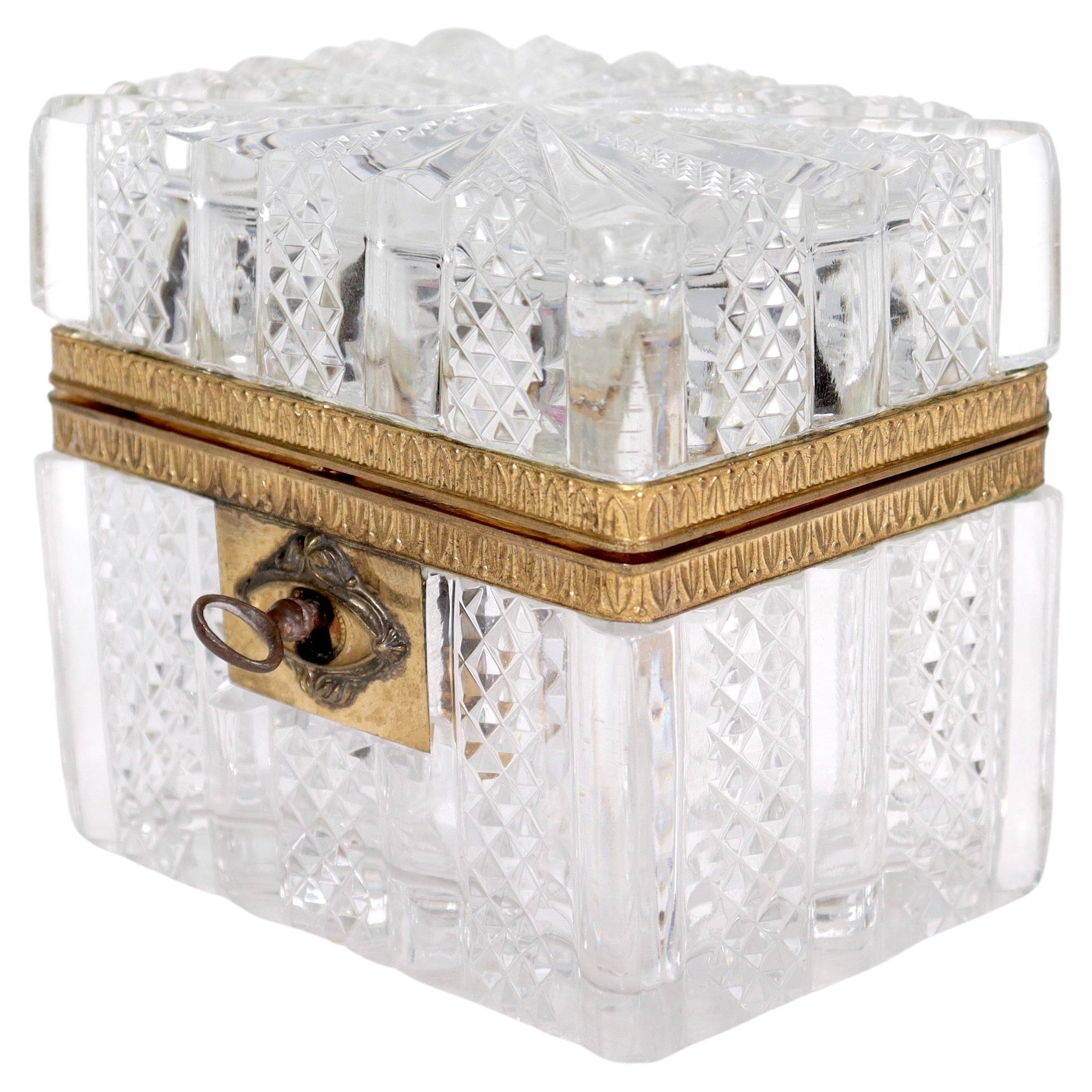 Antique Charles X French Cut Glass Casket  For Sale