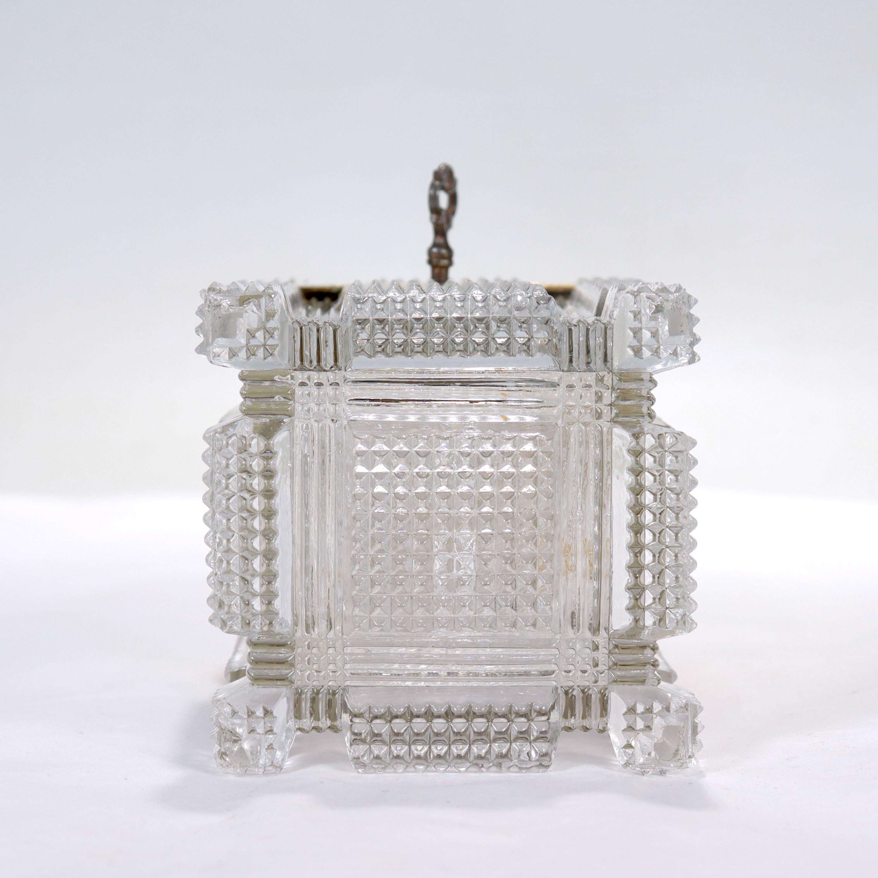 Antique Charles X French Cut Glass Casket with a Bronze Mount For Sale 8