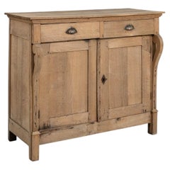 Antique Charles X Oak Buffet, Light Oak, Brass Pulls, France, 1860s