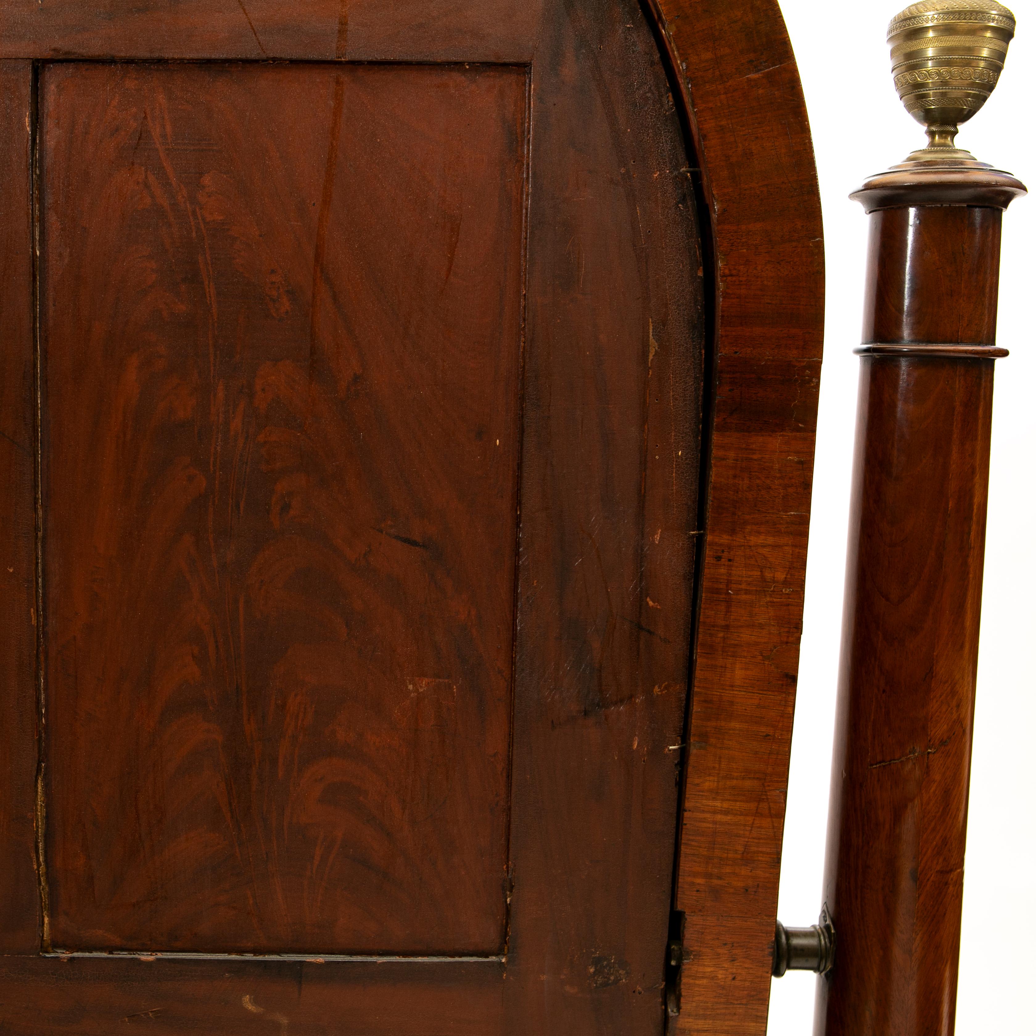 19th Century Charles X Period Psyche Mahogany Floor Mirror For Sale